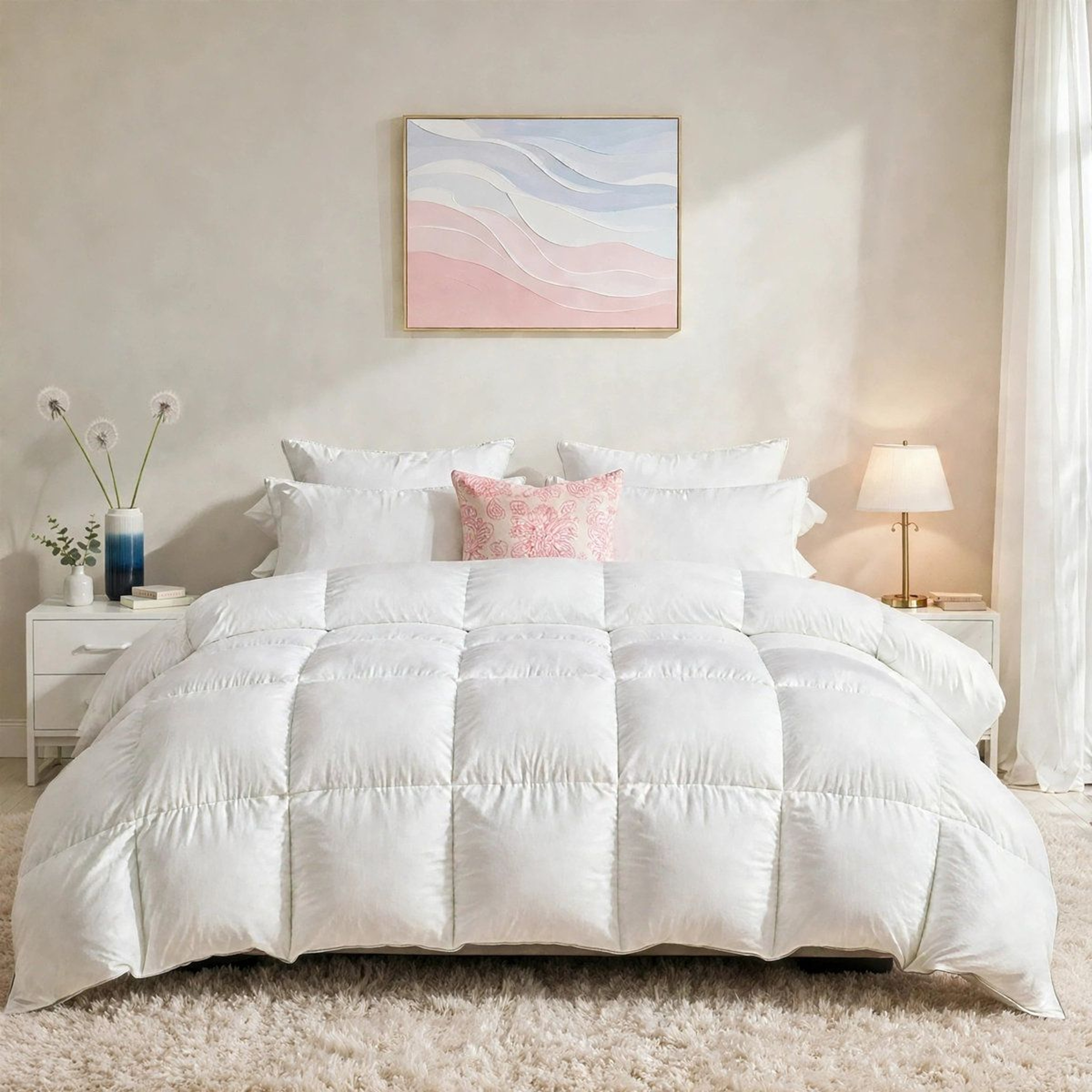 Fill Power Goose Down Blend Comforter All Season Cotton Blend Duvet Insert 0