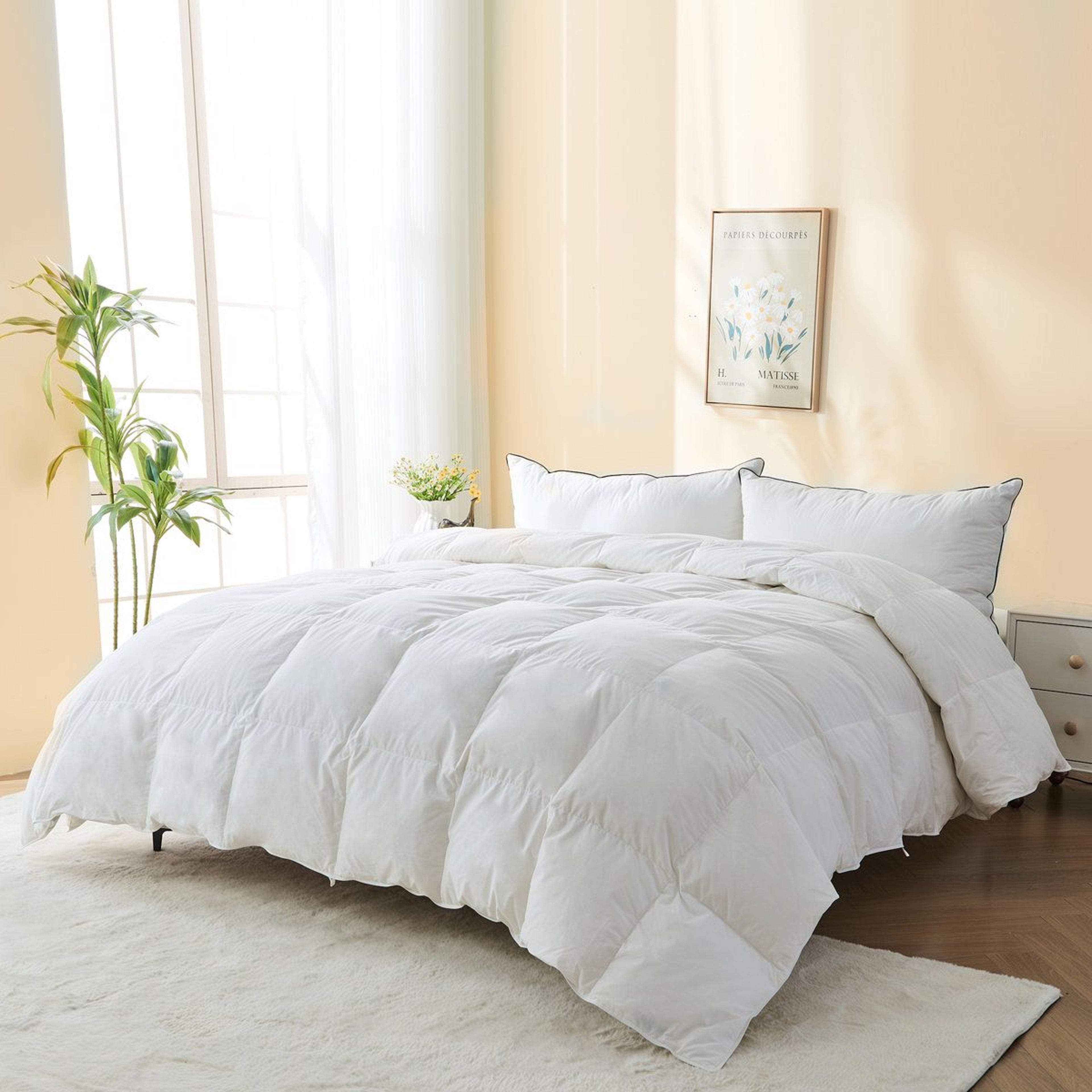 King Down Feather Blend Comforter With Cotton Cover All Season Duvet Insert 6