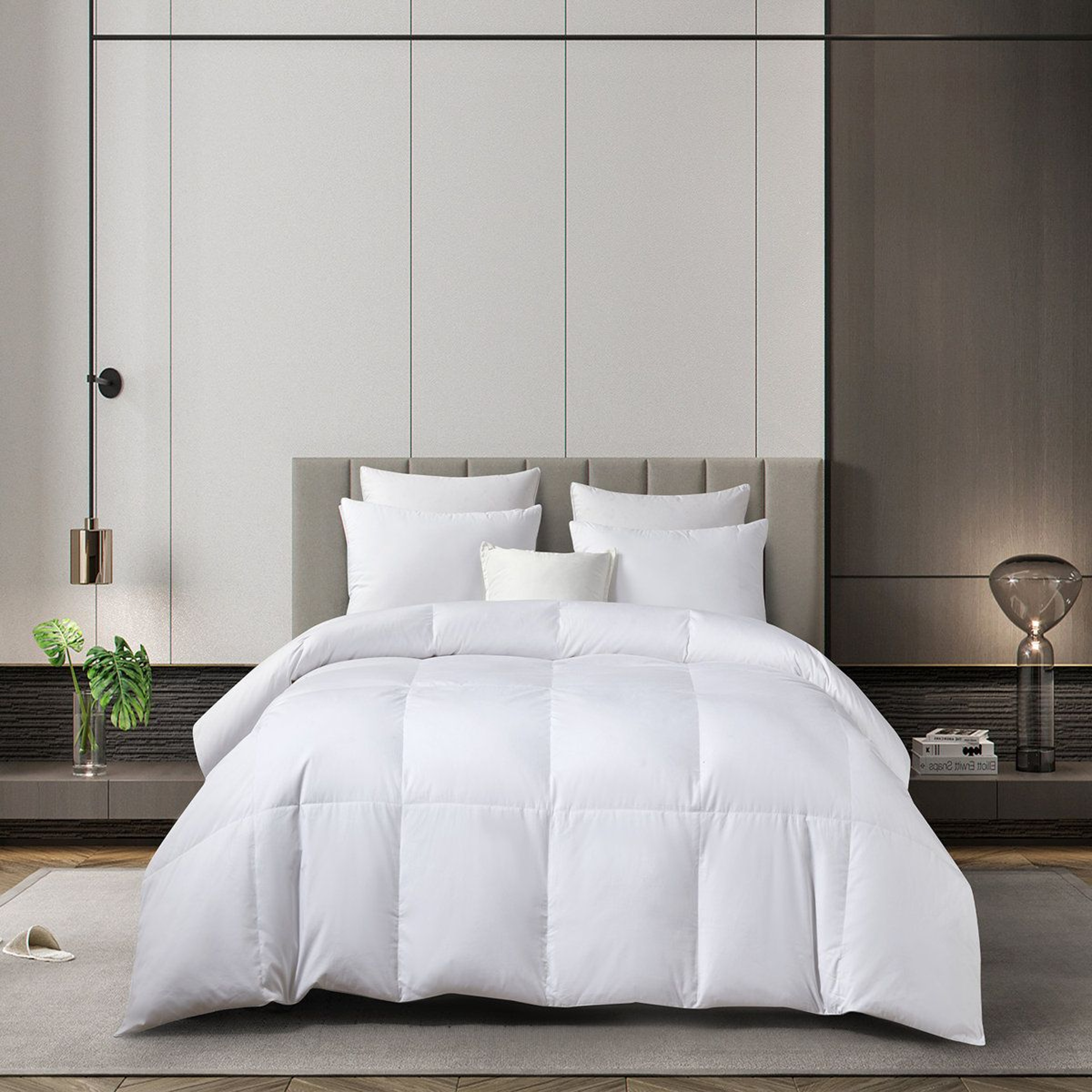 Lightweight White Down Comforter With 300 Thread Count Cotton Cover 0