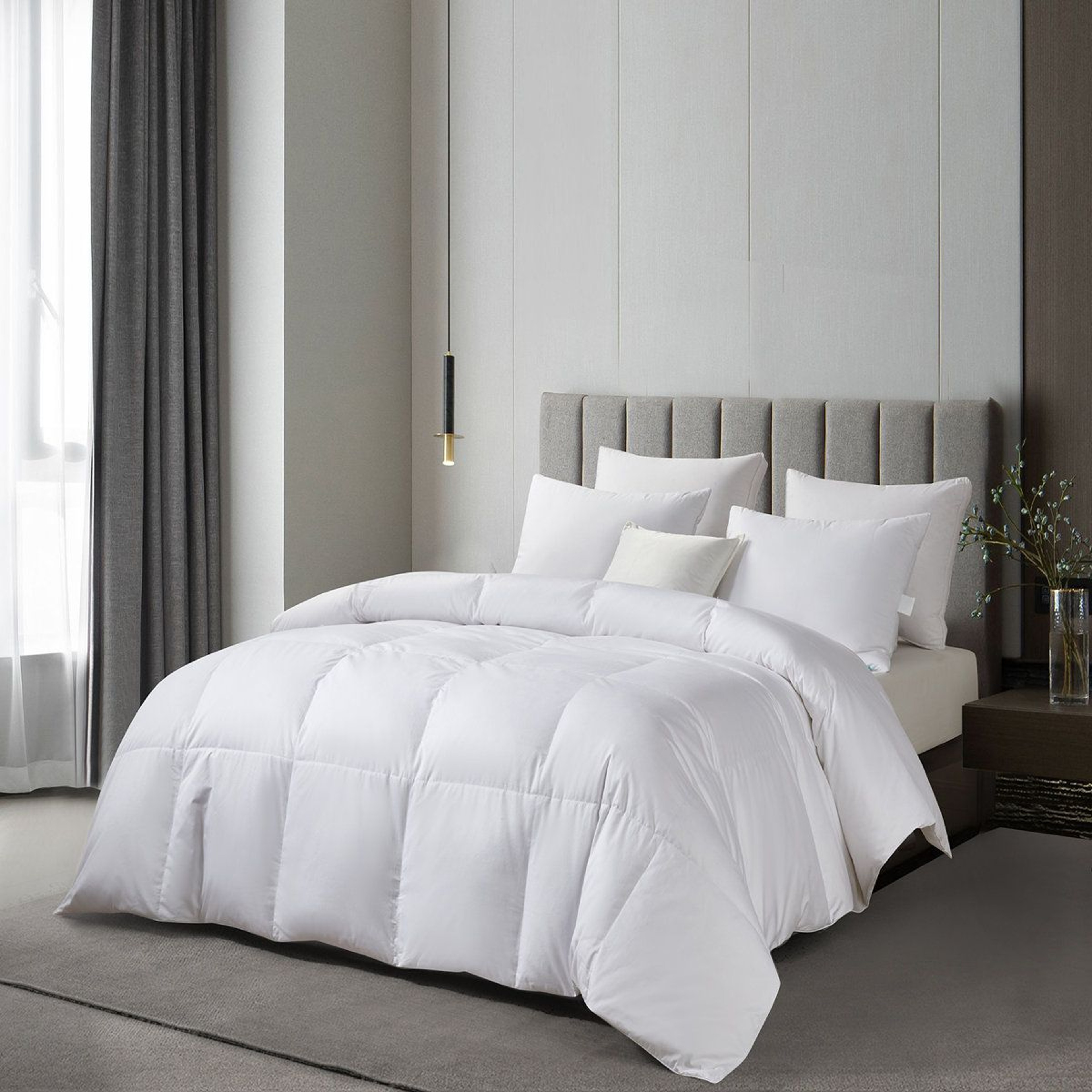 Lightweight White Down Comforter With 300 Thread Count Cotton Cover 3