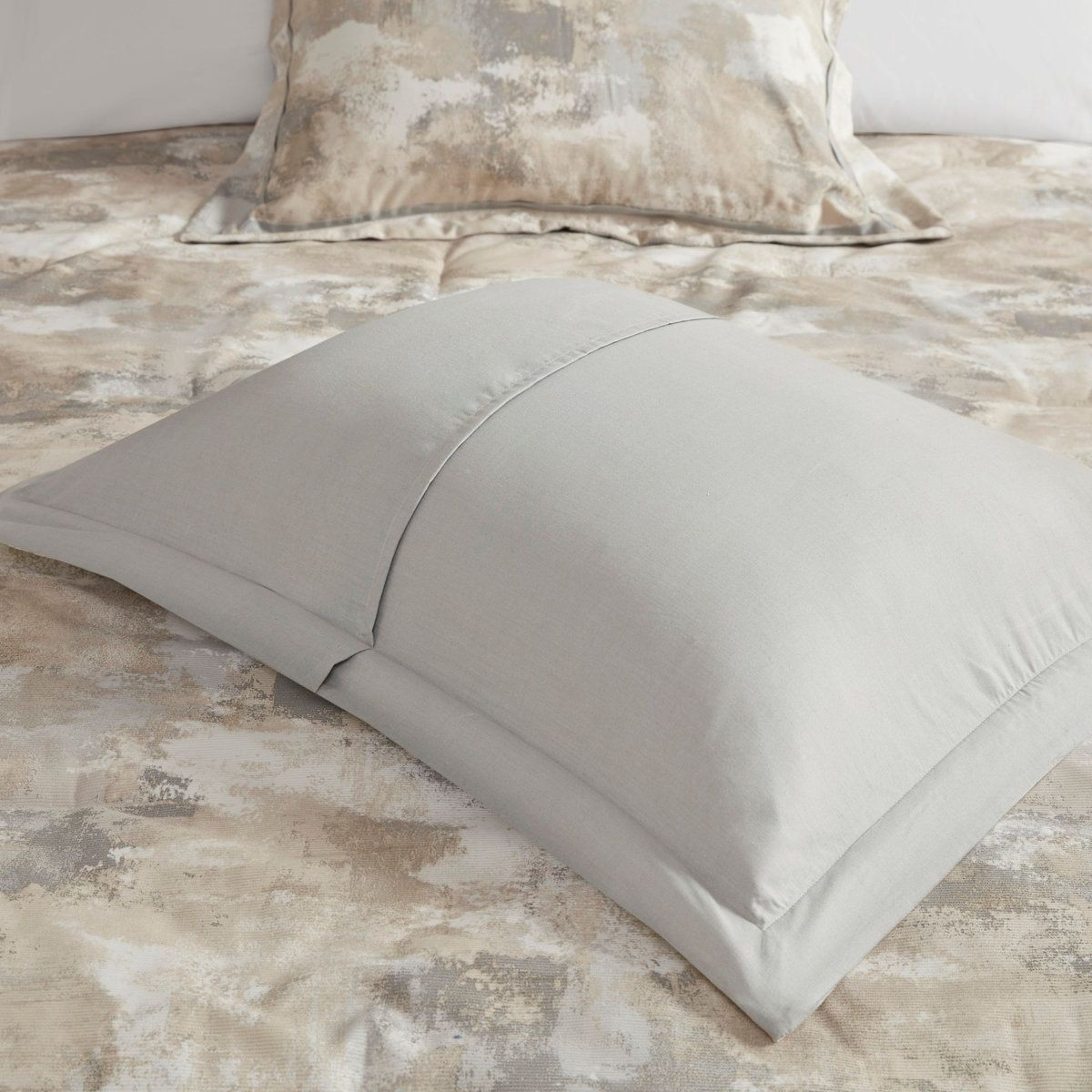 King Comforter Set 7 Piece Gray Textured Cotton Blend Reversible Bedding 7