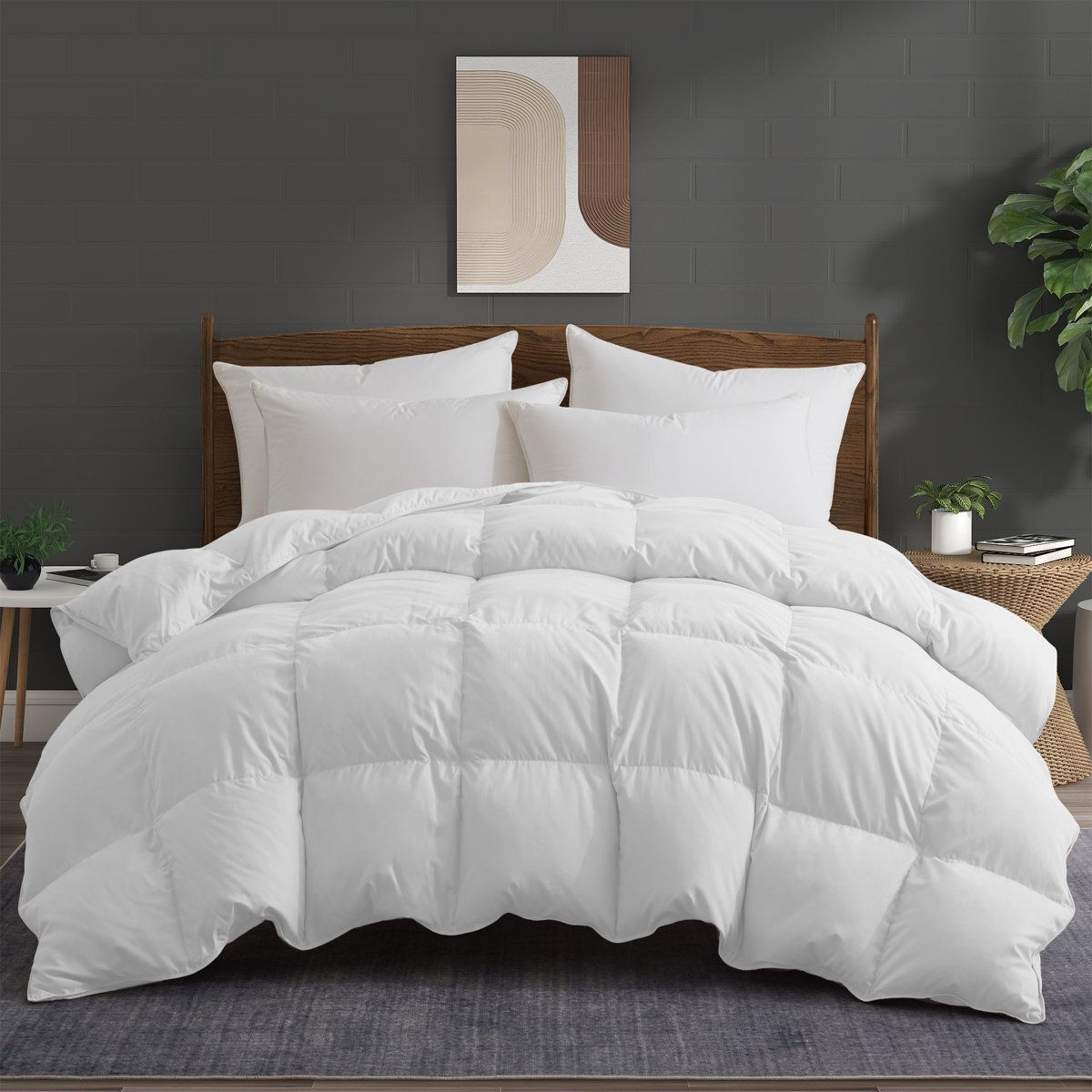 All Season Down Feather Fiber Comforter Duvet Insert Queen Size White 8