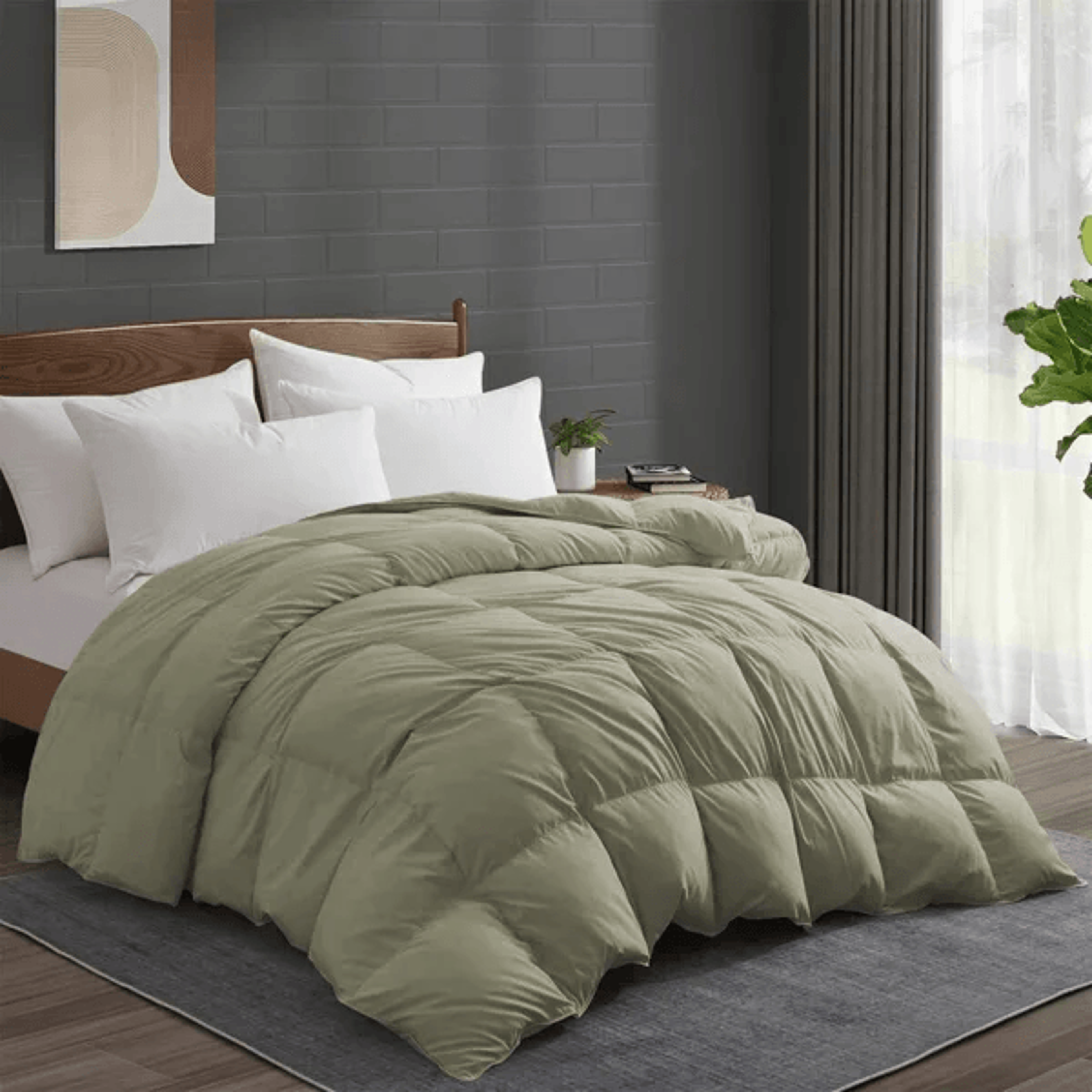 All Season Down Feather Fiber Comforter Duvet Insert Queen Size White 12