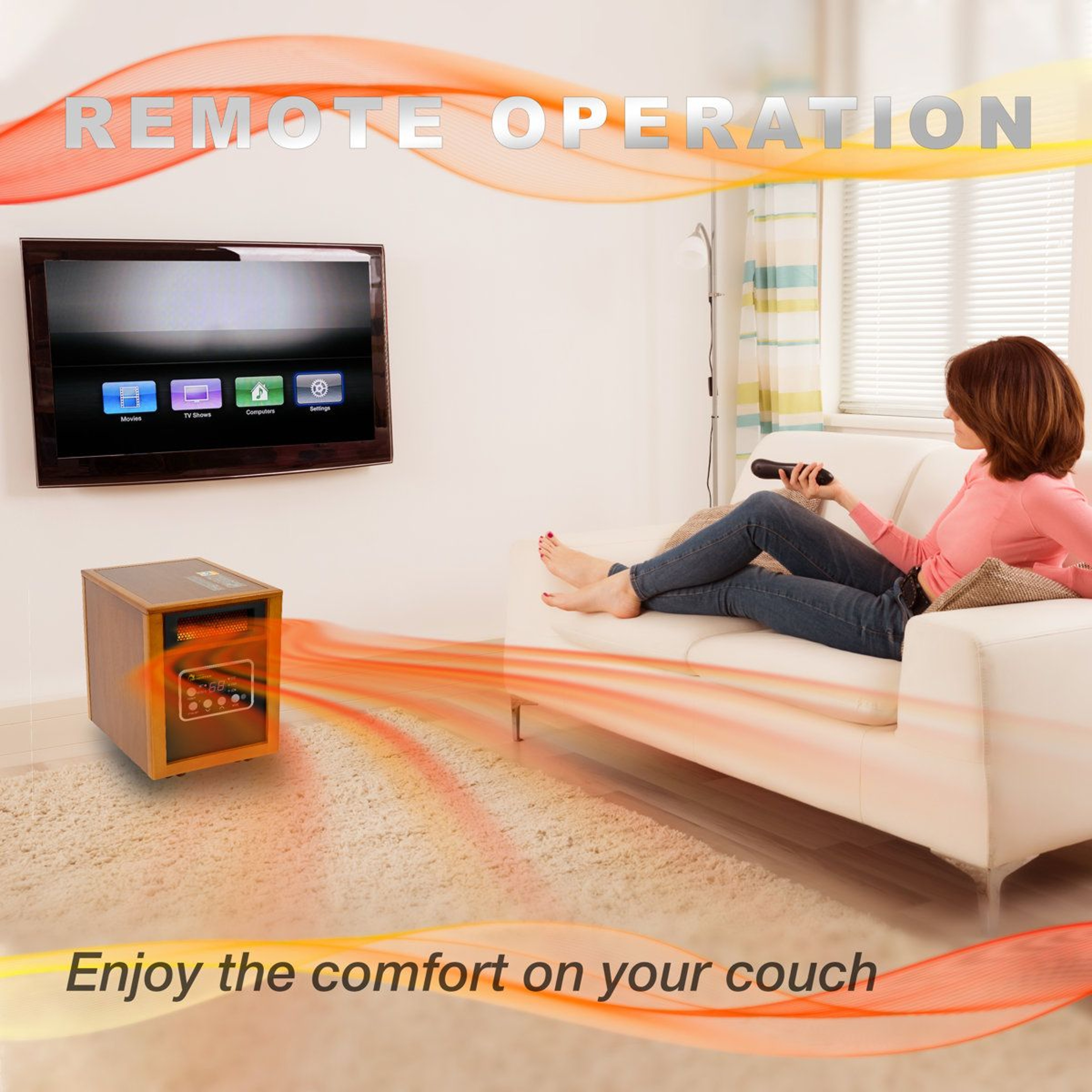 Portable Infrared Space Heater With Remote Control And Adjustable Thermostat 1