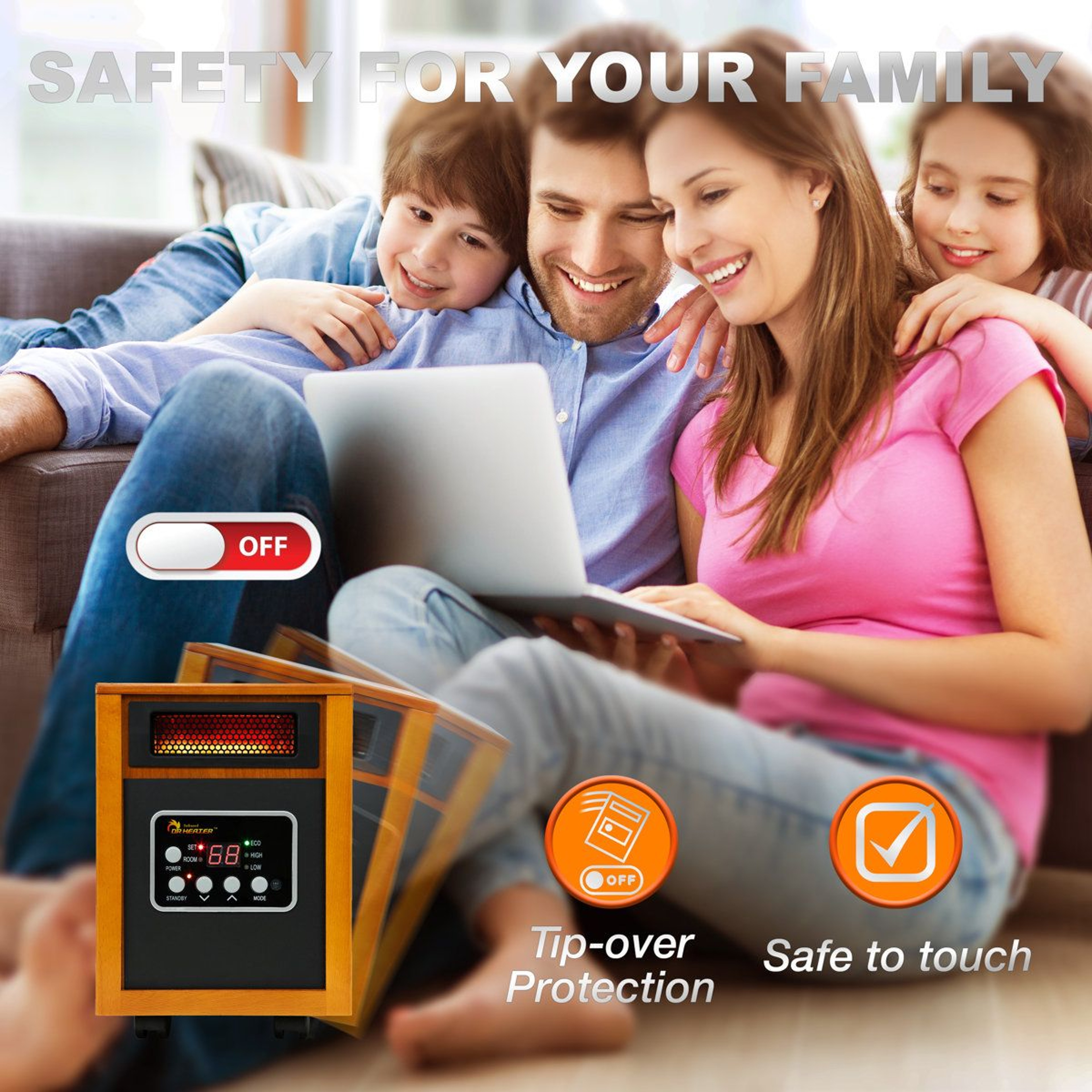 Portable Infrared Space Heater With Remote Control And Adjustable Thermostat 5