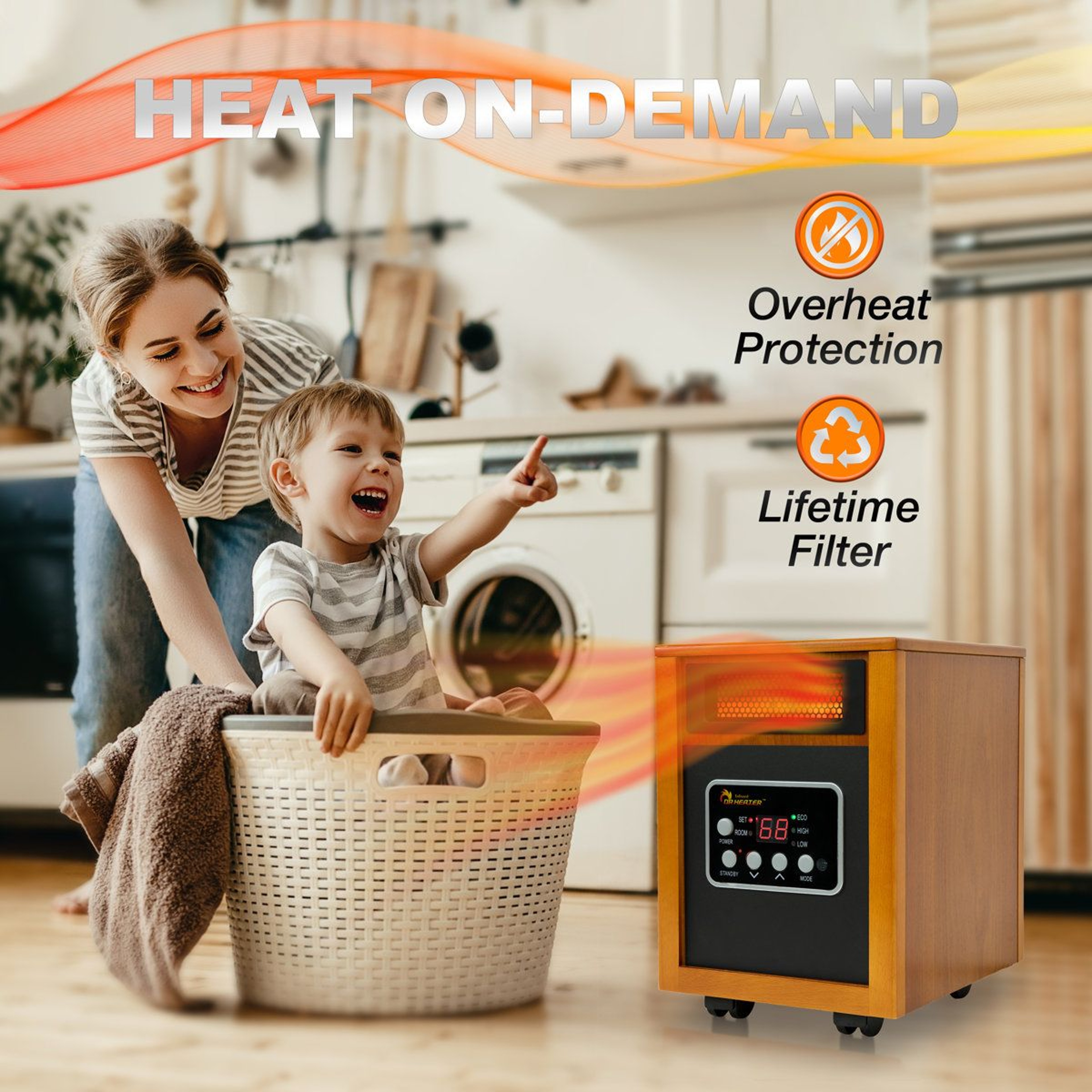 Portable Infrared Space Heater With Remote Control And Adjustable Thermostat 4