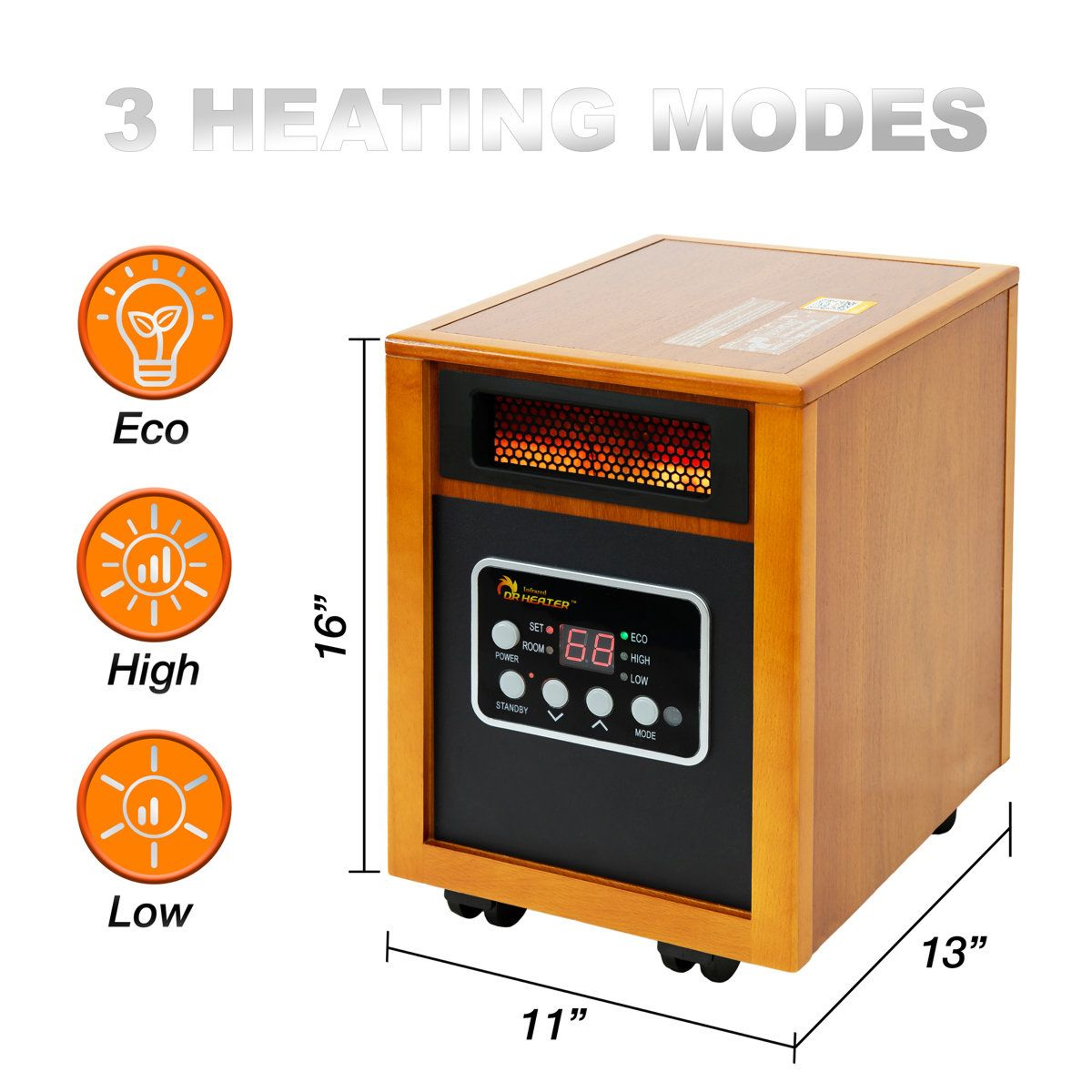 Portable Infrared Space Heater With Remote Control And Adjustable Thermostat 2