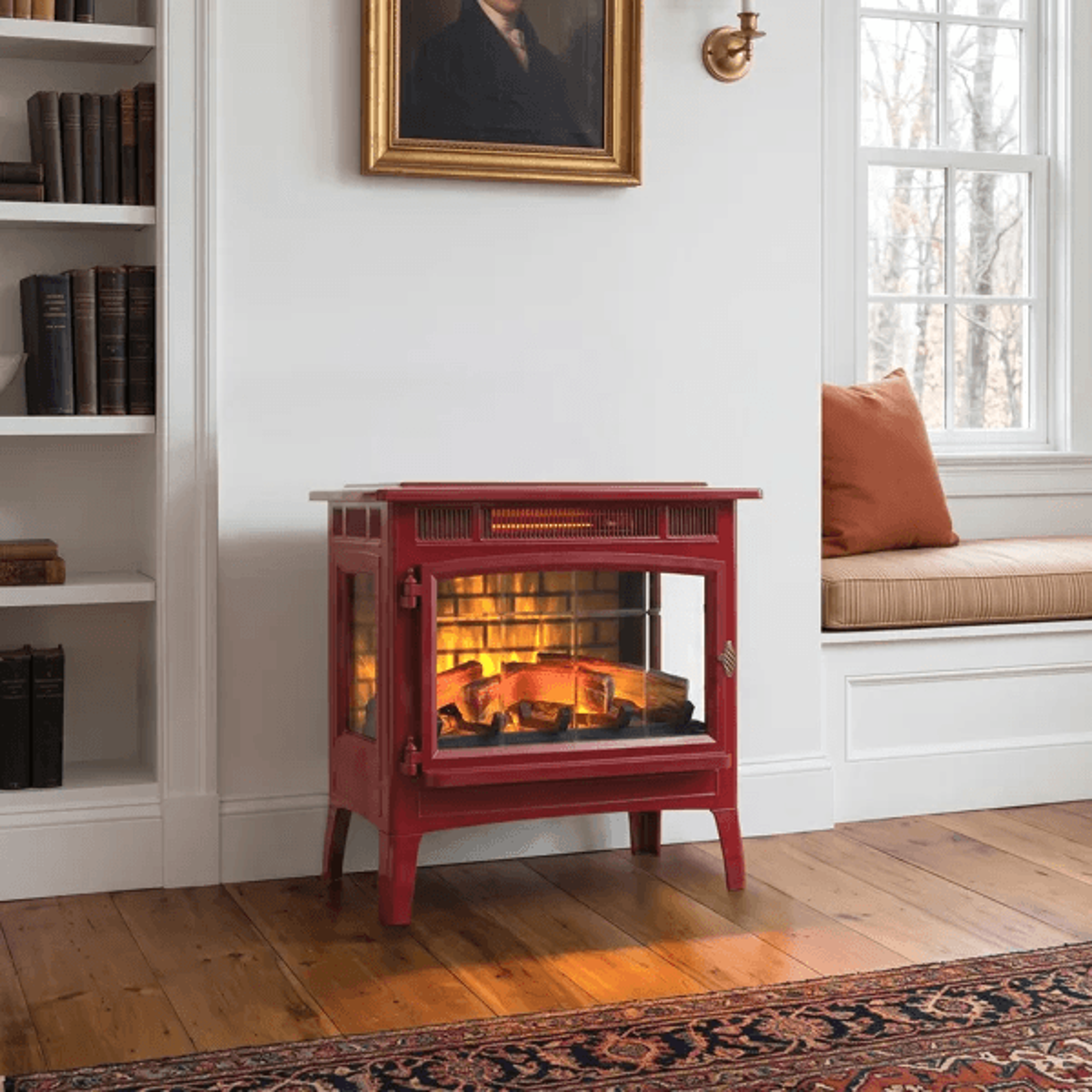 Freestanding Infrared Electric Fireplace Stove With Adjustable Flames And Thermostat 14