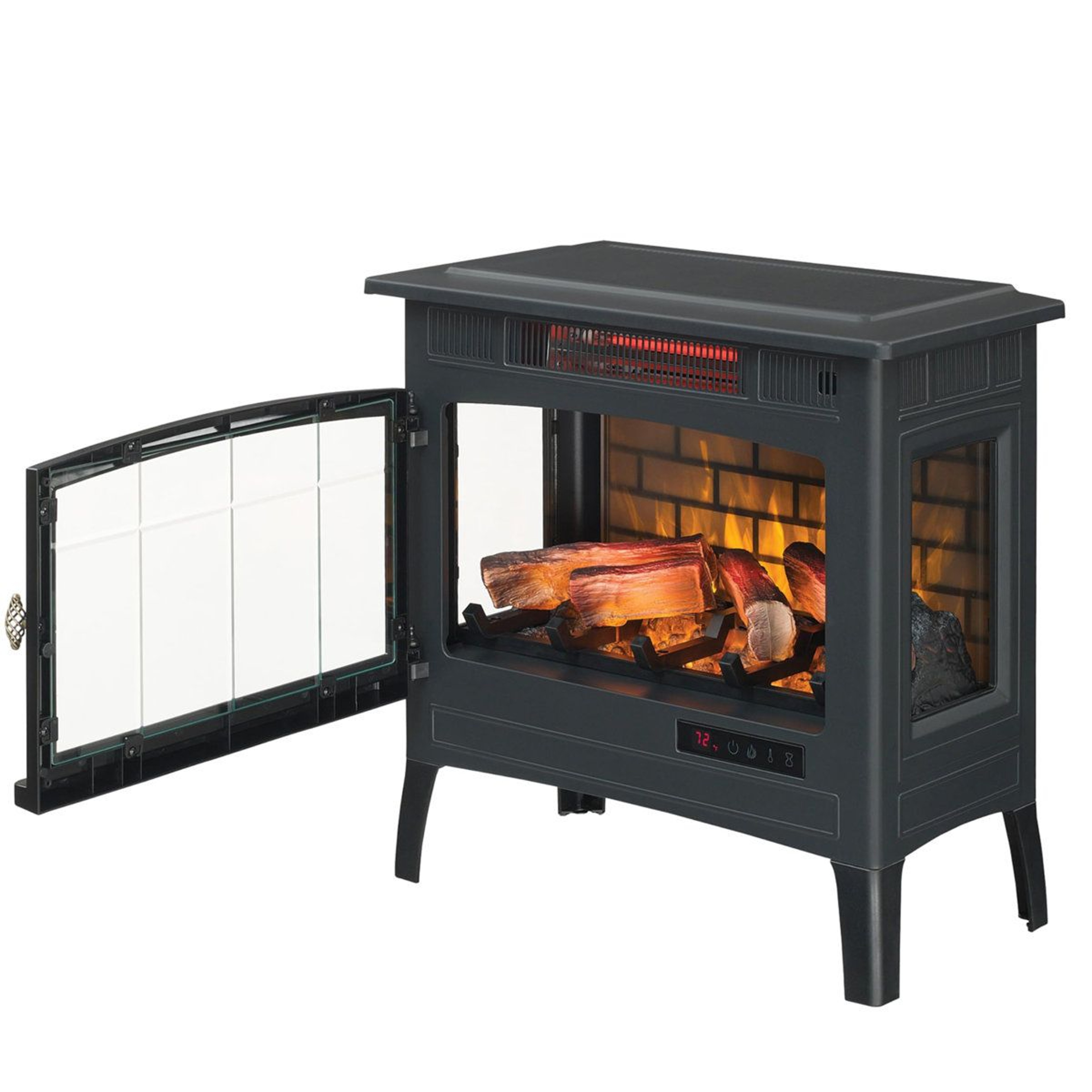 Freestanding Infrared Electric Fireplace Stove With Adjustable Flames And Thermostat 9