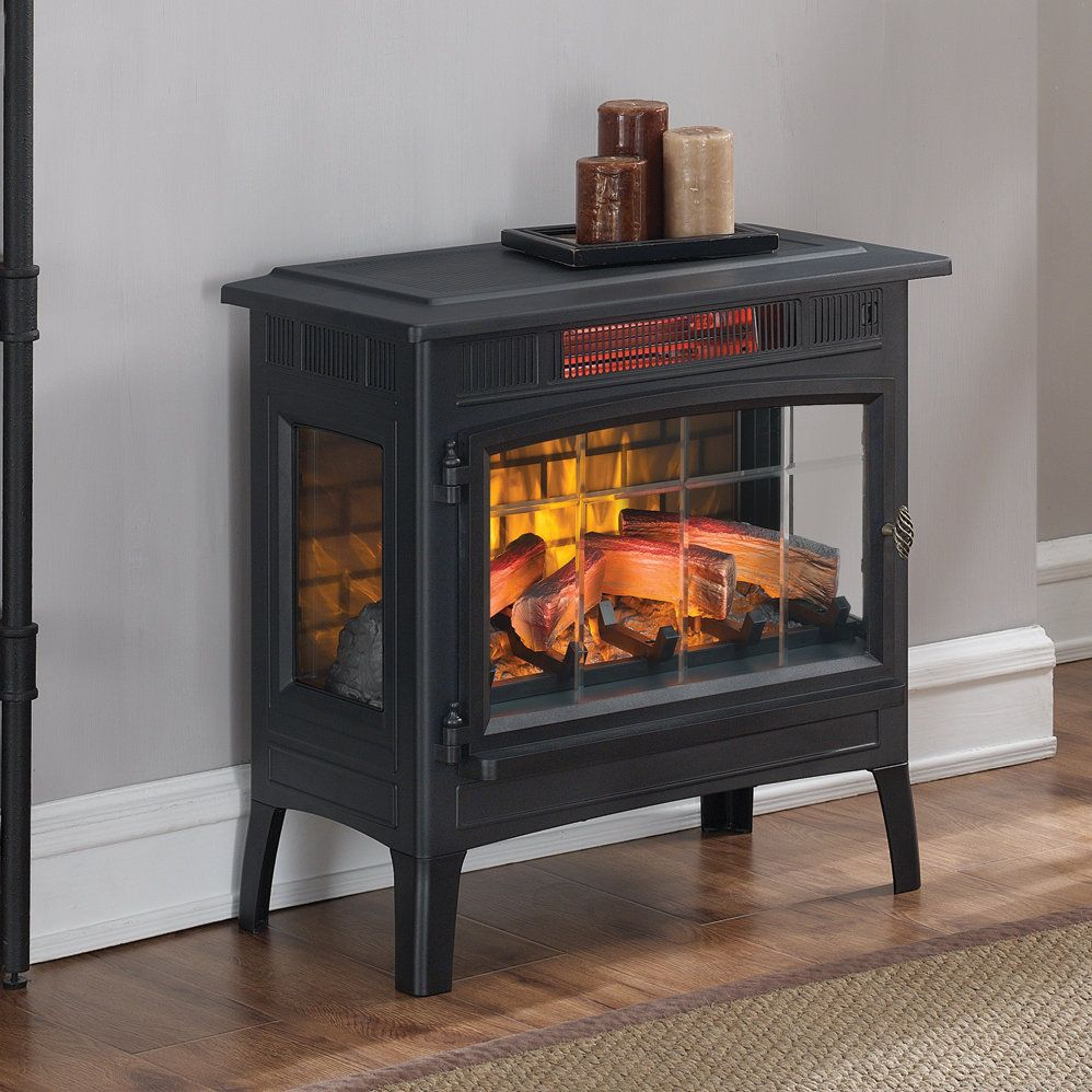 Freestanding Infrared Electric Fireplace Stove With Adjustable Flames And Thermostat 5