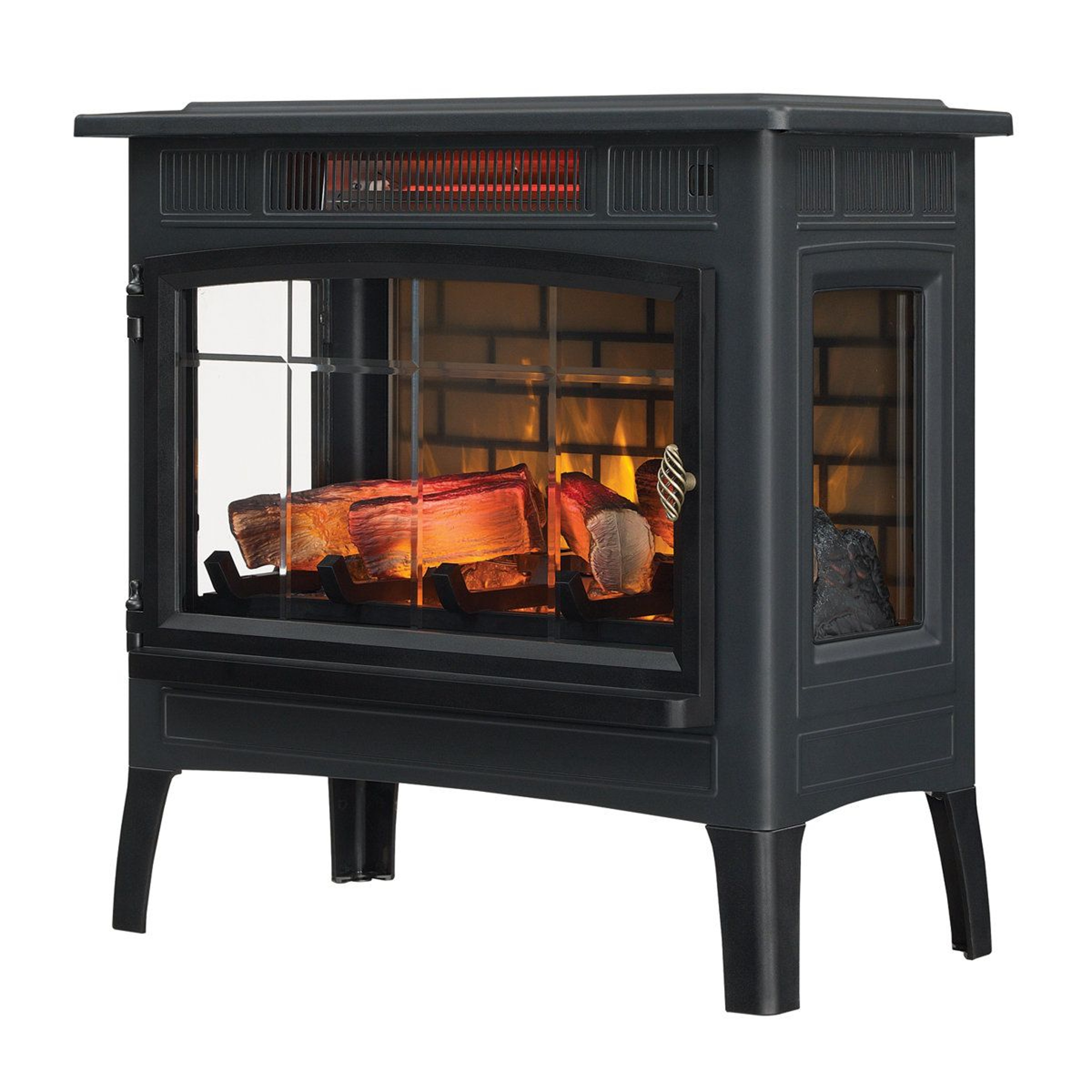 Freestanding Infrared Electric Fireplace Stove With Adjustable Flames And Thermostat 8