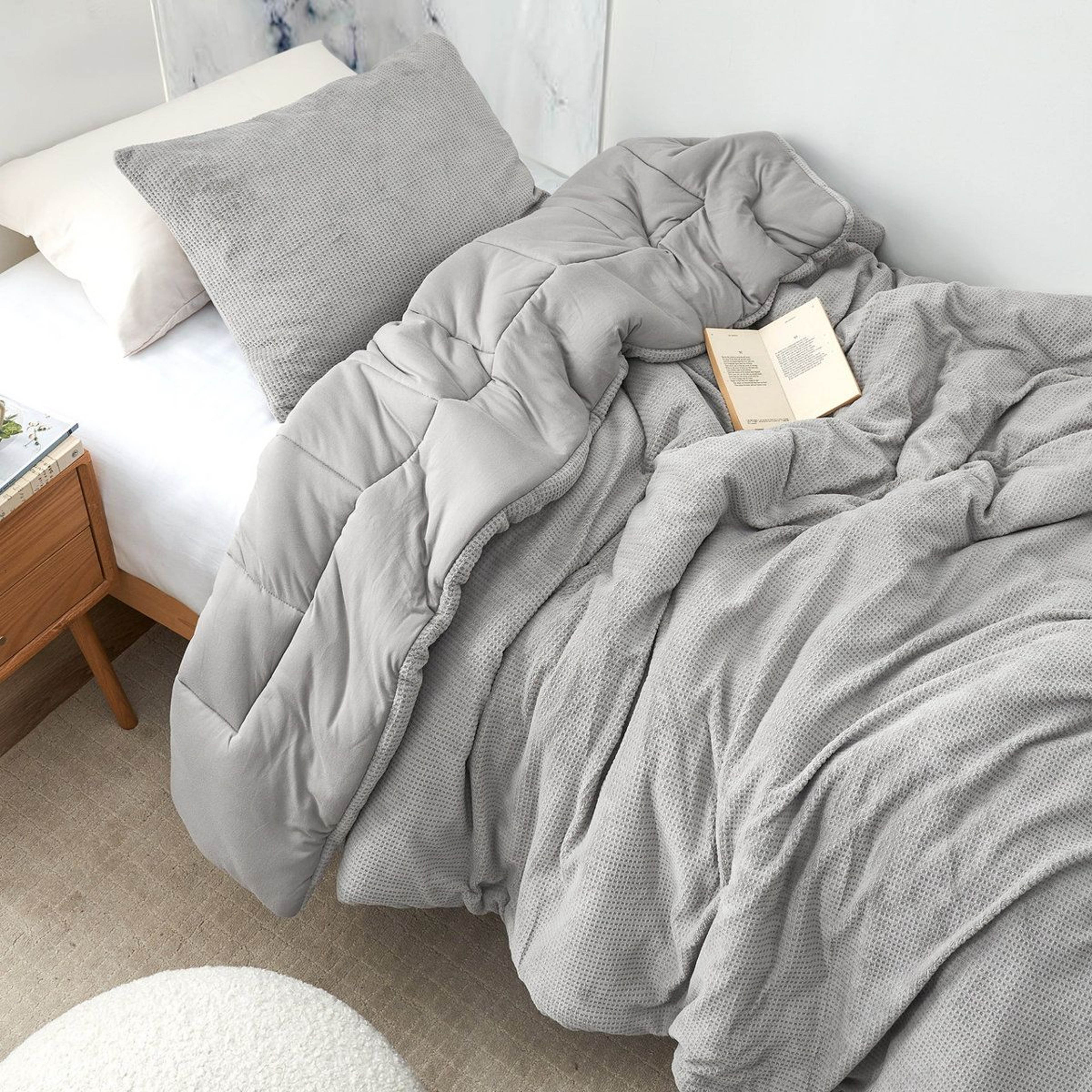 Oversized Plush Reversible Comforter In Driftwood Gray For Winter 1