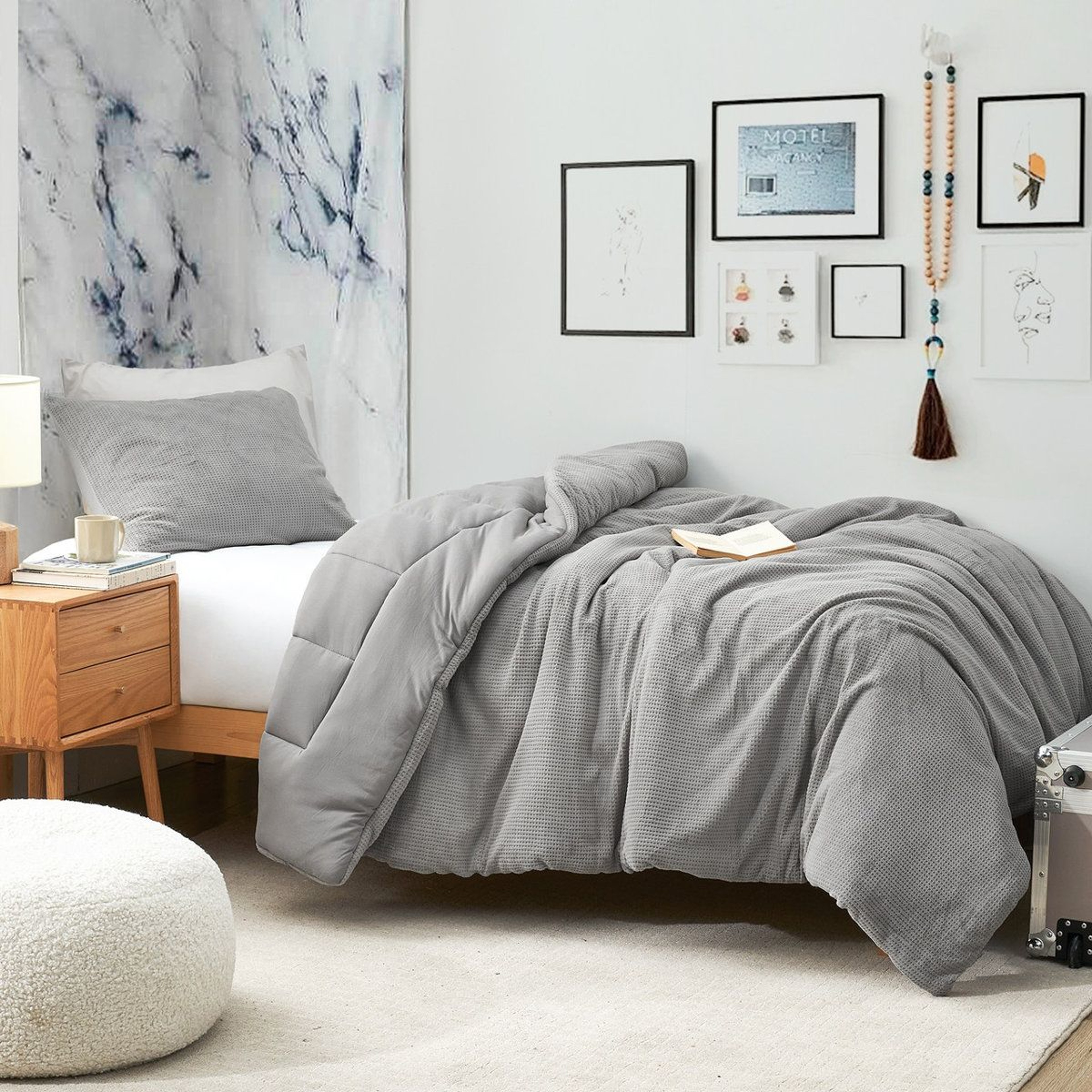 Oversized Plush Reversible Comforter In Driftwood Gray For Winter 0