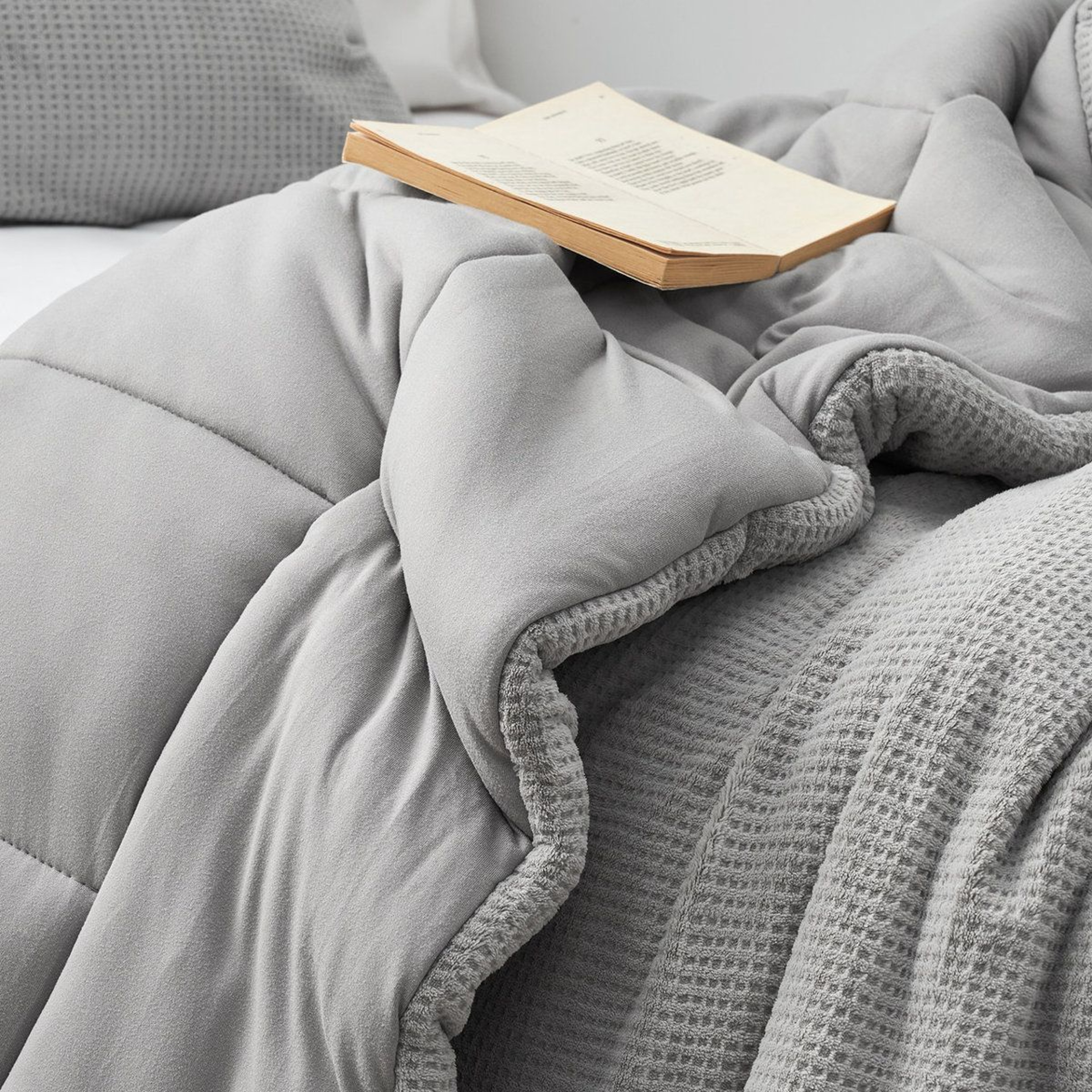 Oversized Plush Reversible Comforter In Driftwood Gray For Winter 2