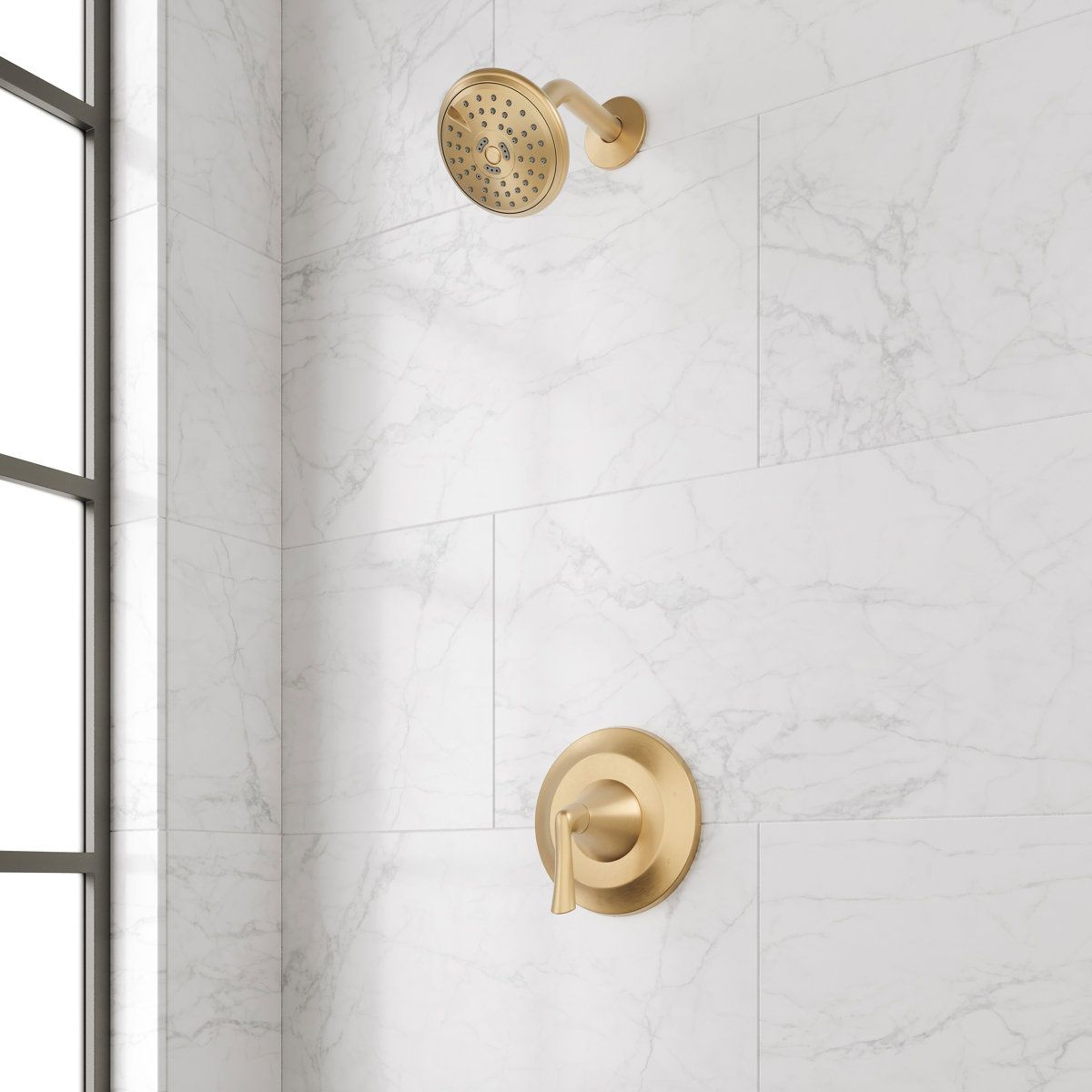 Pressure Balance Shower Set With 3 Spray Settings And Brushed Gold Finish 0