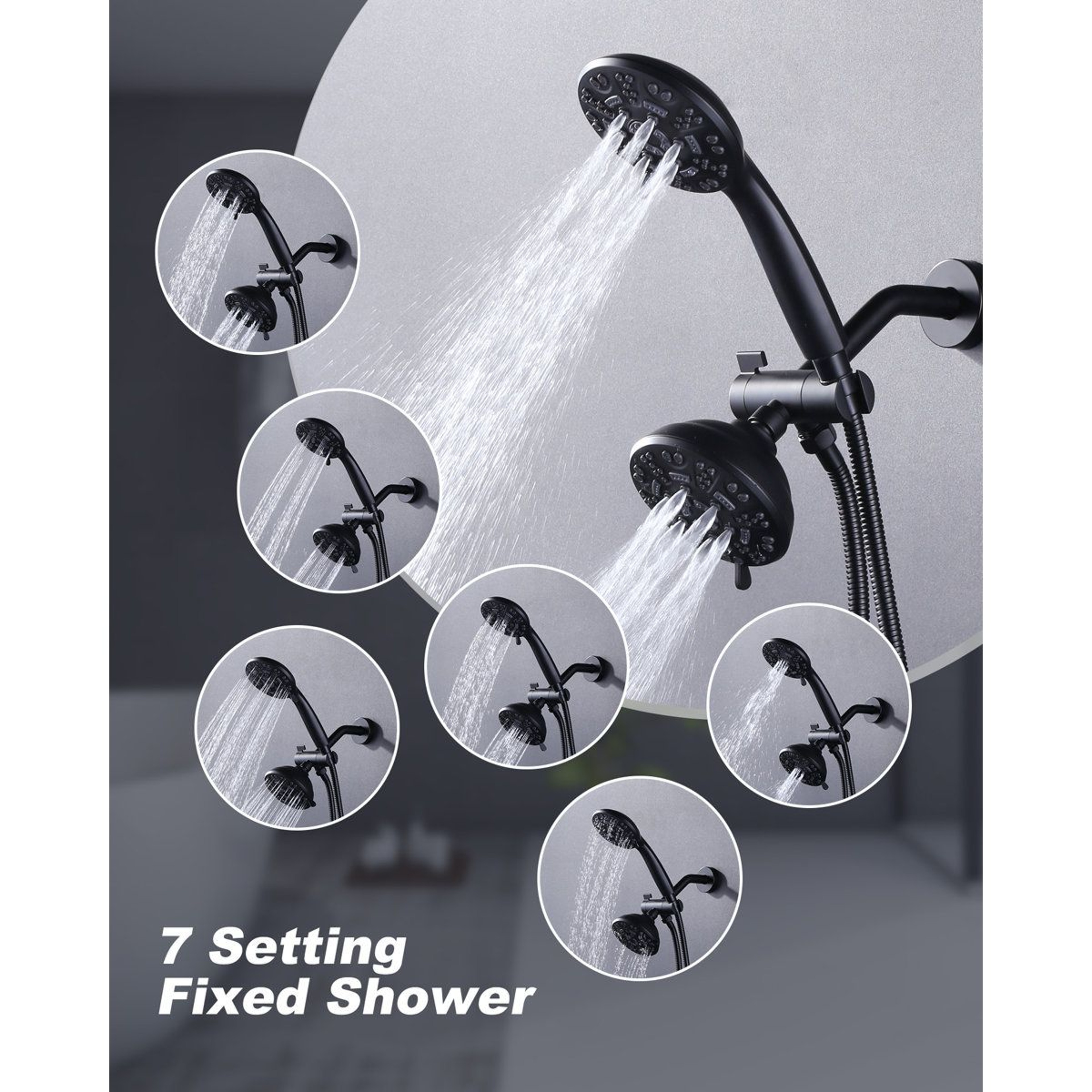 Matte Black Shower Faucet Set With Rough In Valve And Hand Shower 3