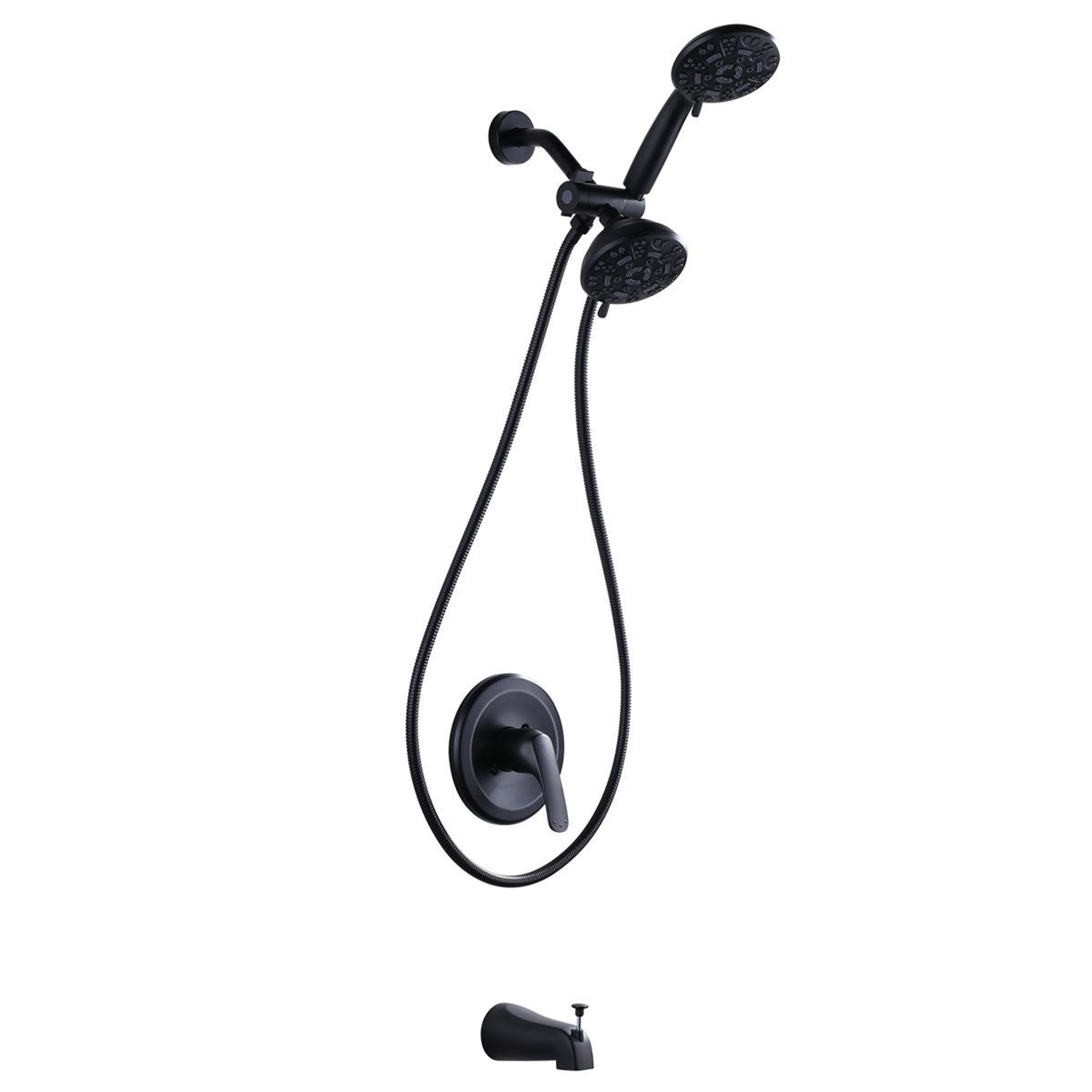 Matte Black Shower Faucet Set With Rough In Valve And Hand Shower 4