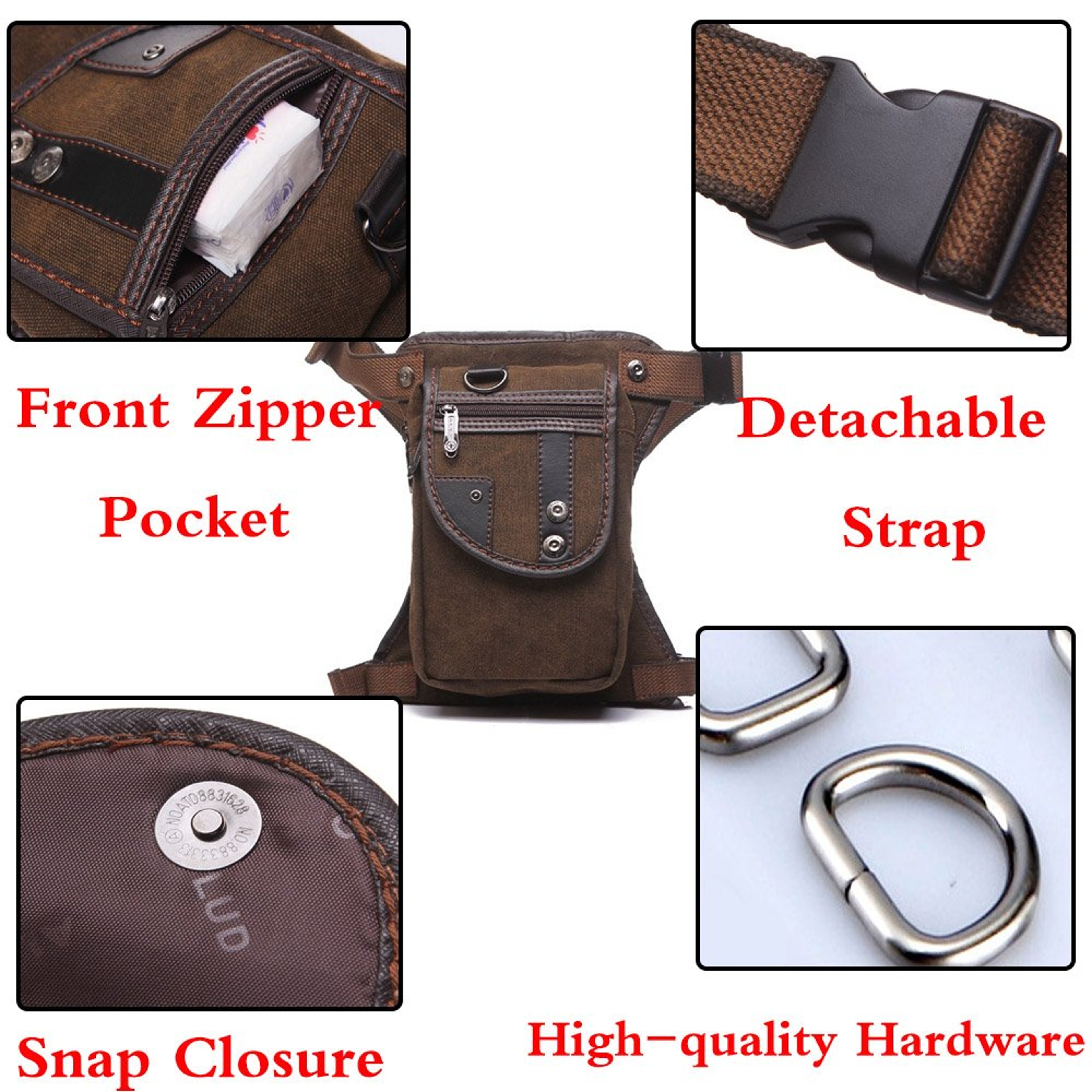 Tactical Canvas Drop Leg Bag Multi Pocket Motorcycle Leg Bag For Travel Hiking And Cycling 2