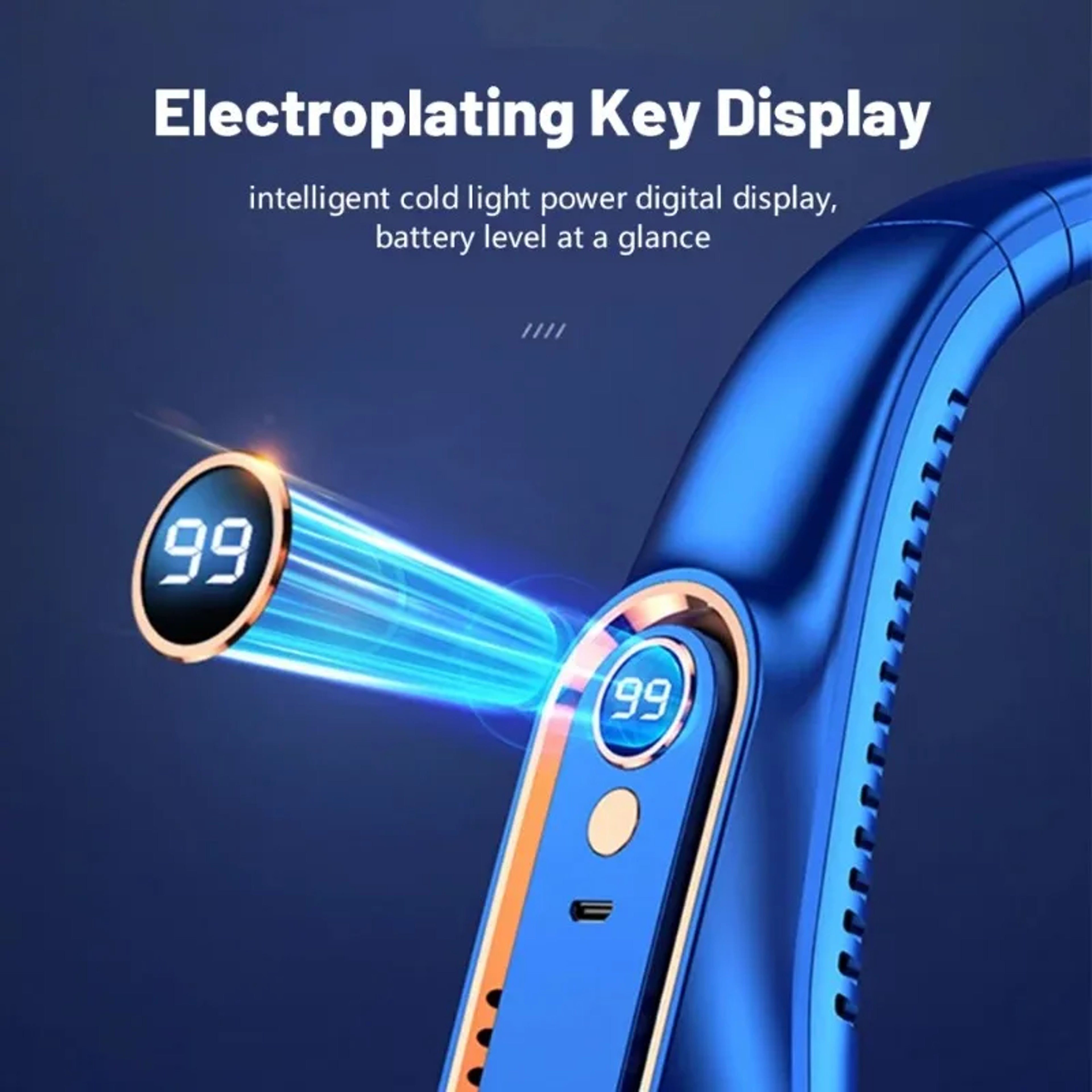 Bladeless Neck Fan Portable USB Rechargeable Hands Free Cooling Fan With Digital Display 7