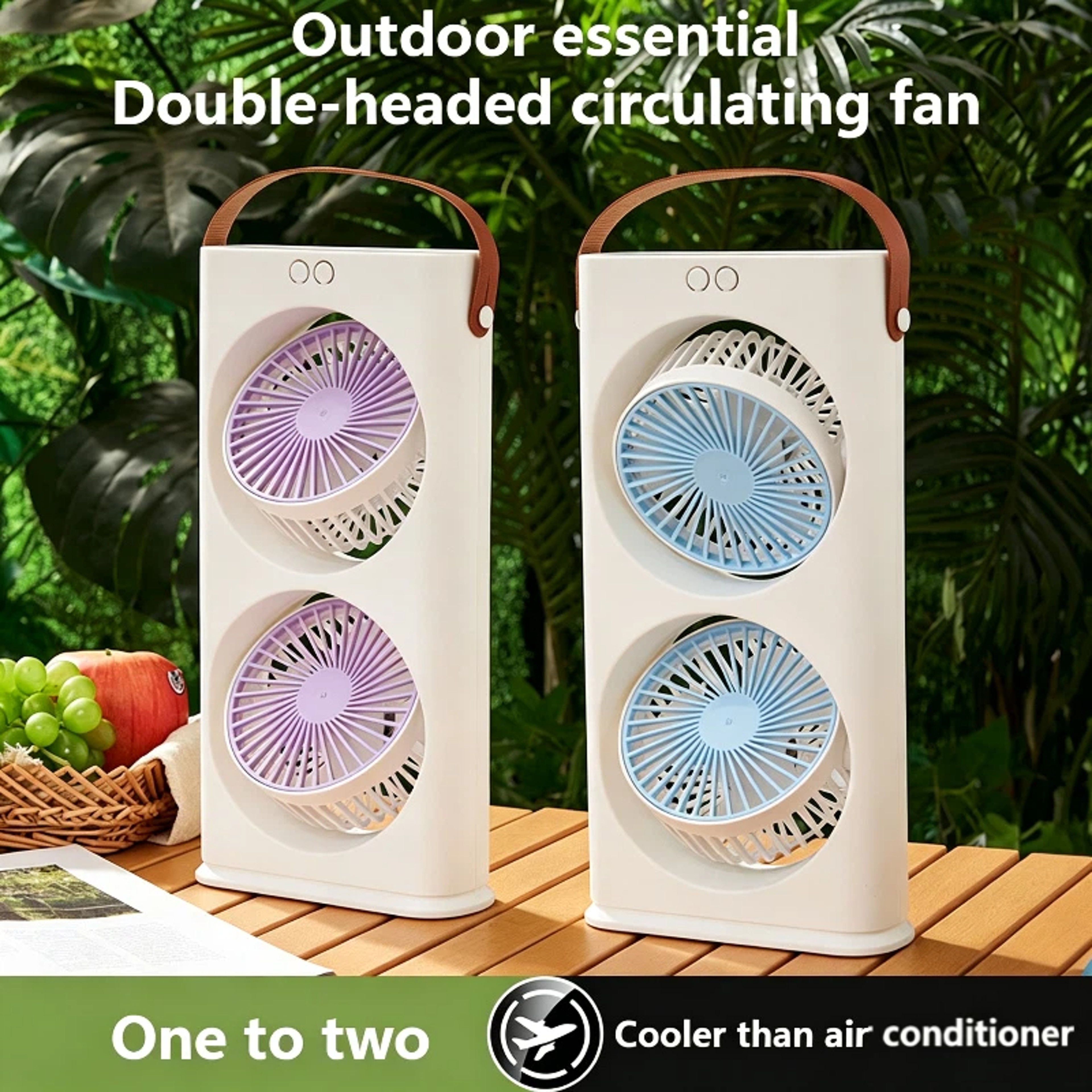 Dual Head Portable Air Cooler With LED Night Light  Adjustable Desk Cooling Fan 2
