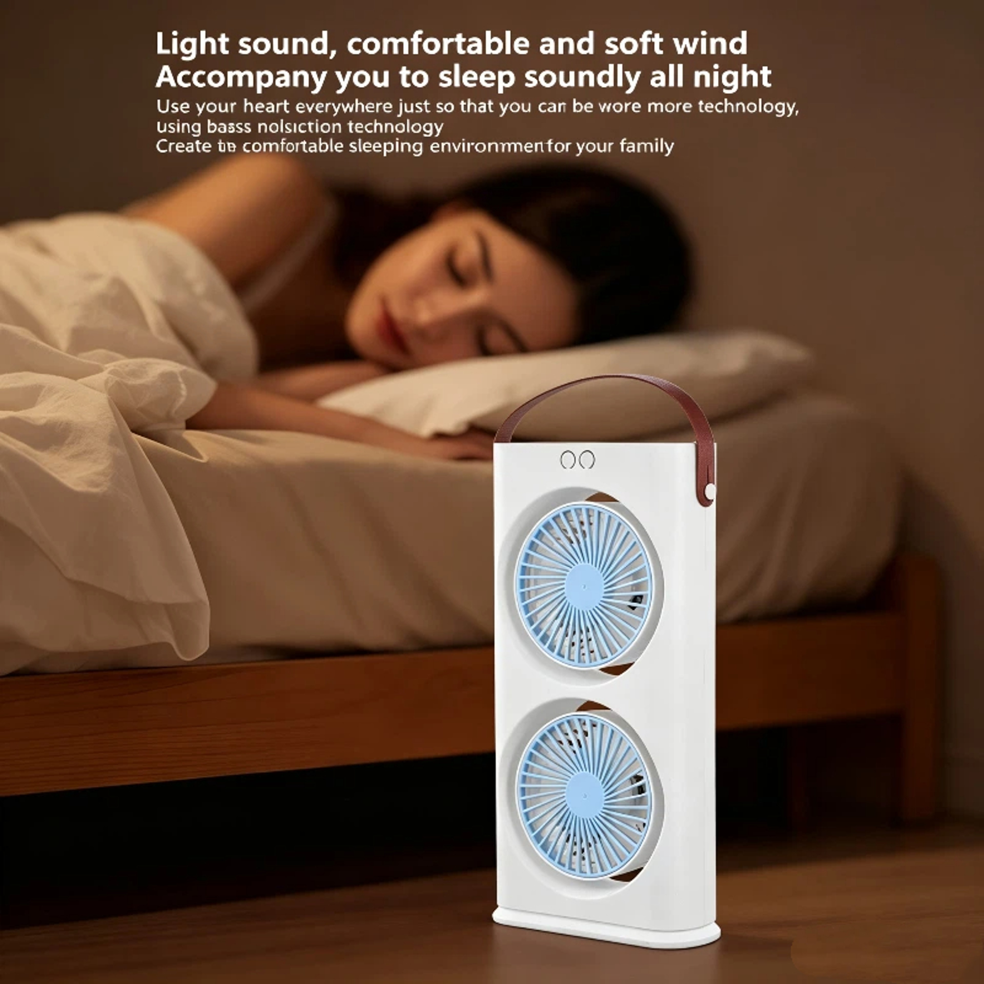 Dual Head Portable Air Cooler With LED Night Light  Adjustable Desk Cooling Fan 4