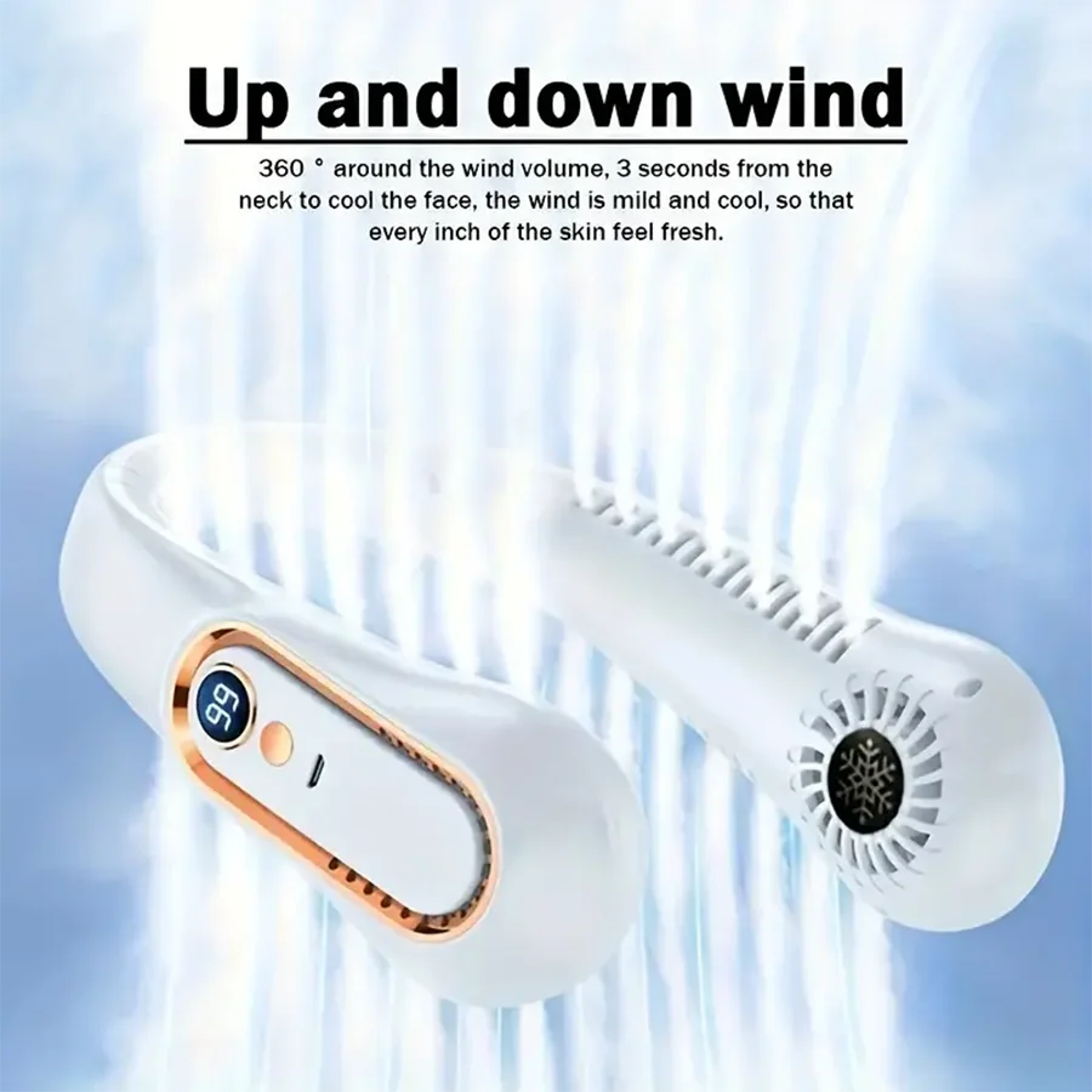 Wearable Neck Fan Portable Air Conditioner With LED Display  Bladeless Cooling 4