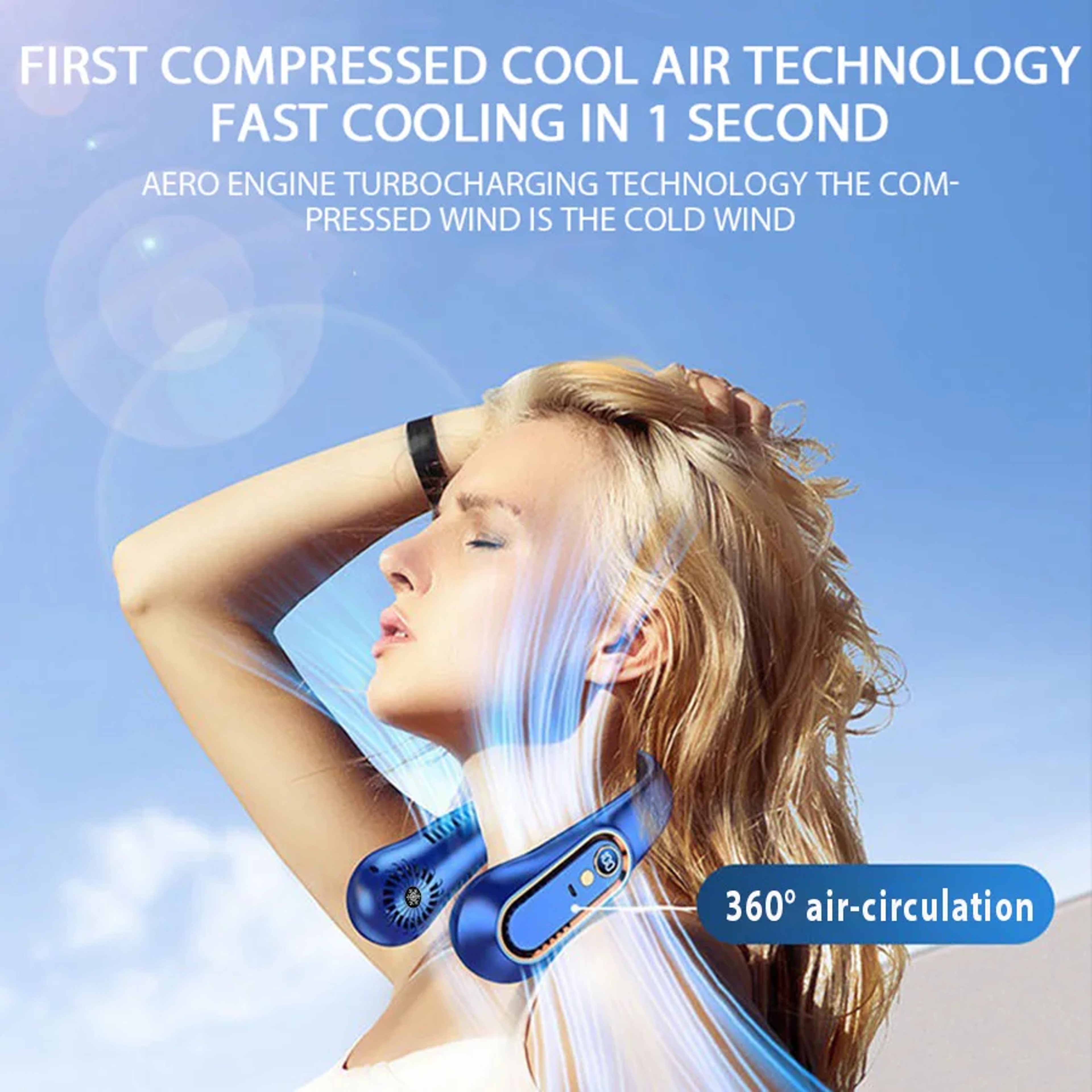 Wearable Neck Fan Portable Air Conditioner With LED Display  Bladeless Cooling 7