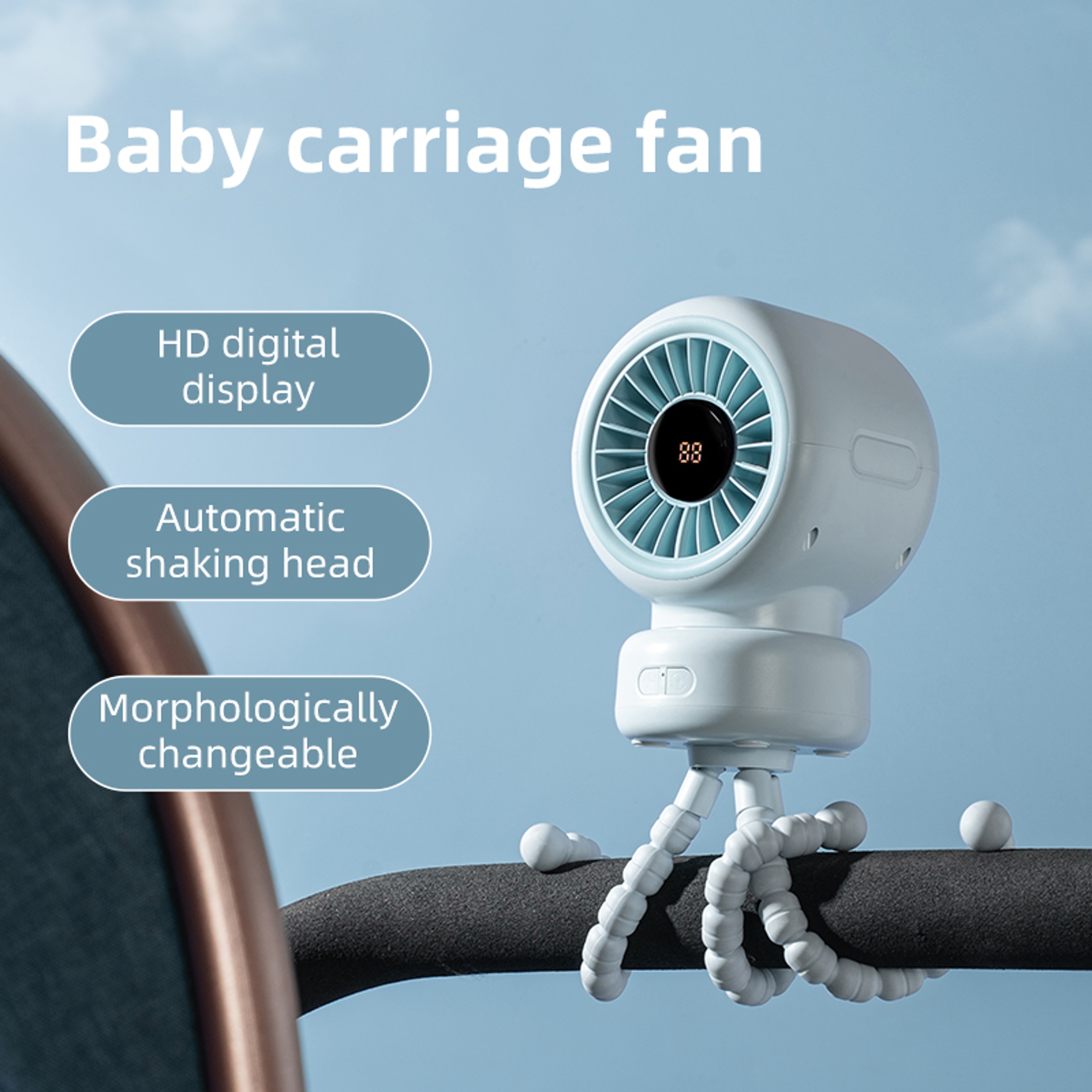 Portable Clip Fan With Oscillating Head Rechargeable Mini Stroller Fan For Desk Travel  Baby Stroll 6