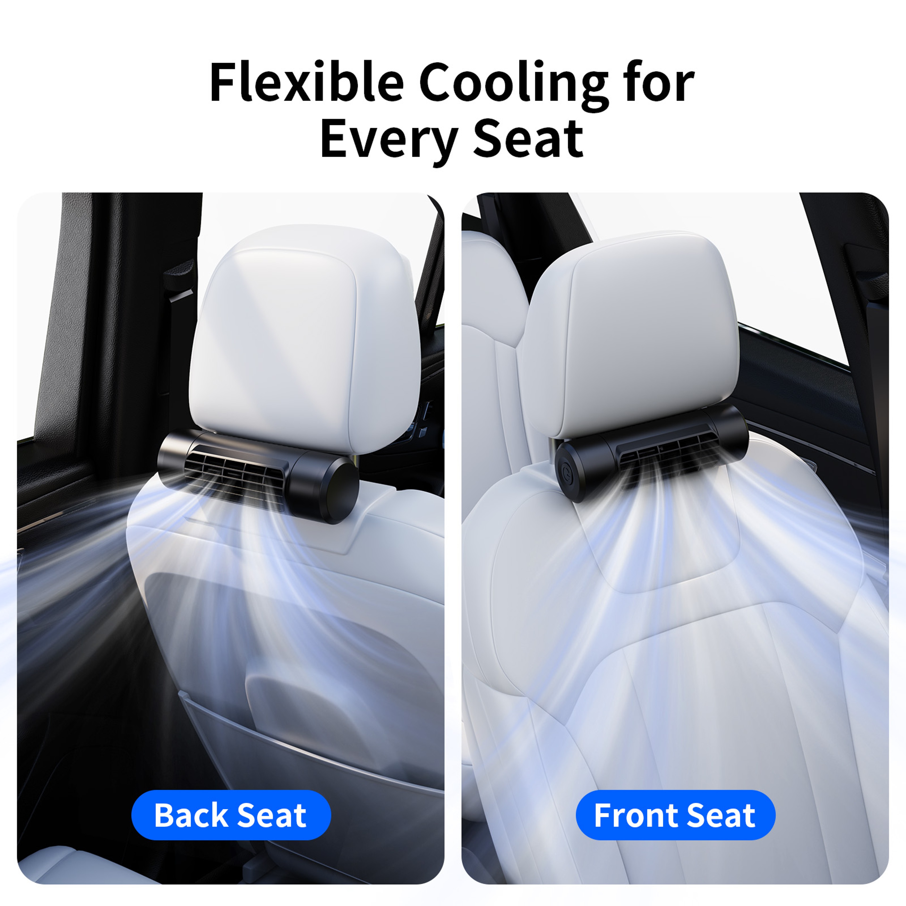 Rechargeable Car Headrest Fan with Battery Portable Car Fan for Backseat Travel – view 6