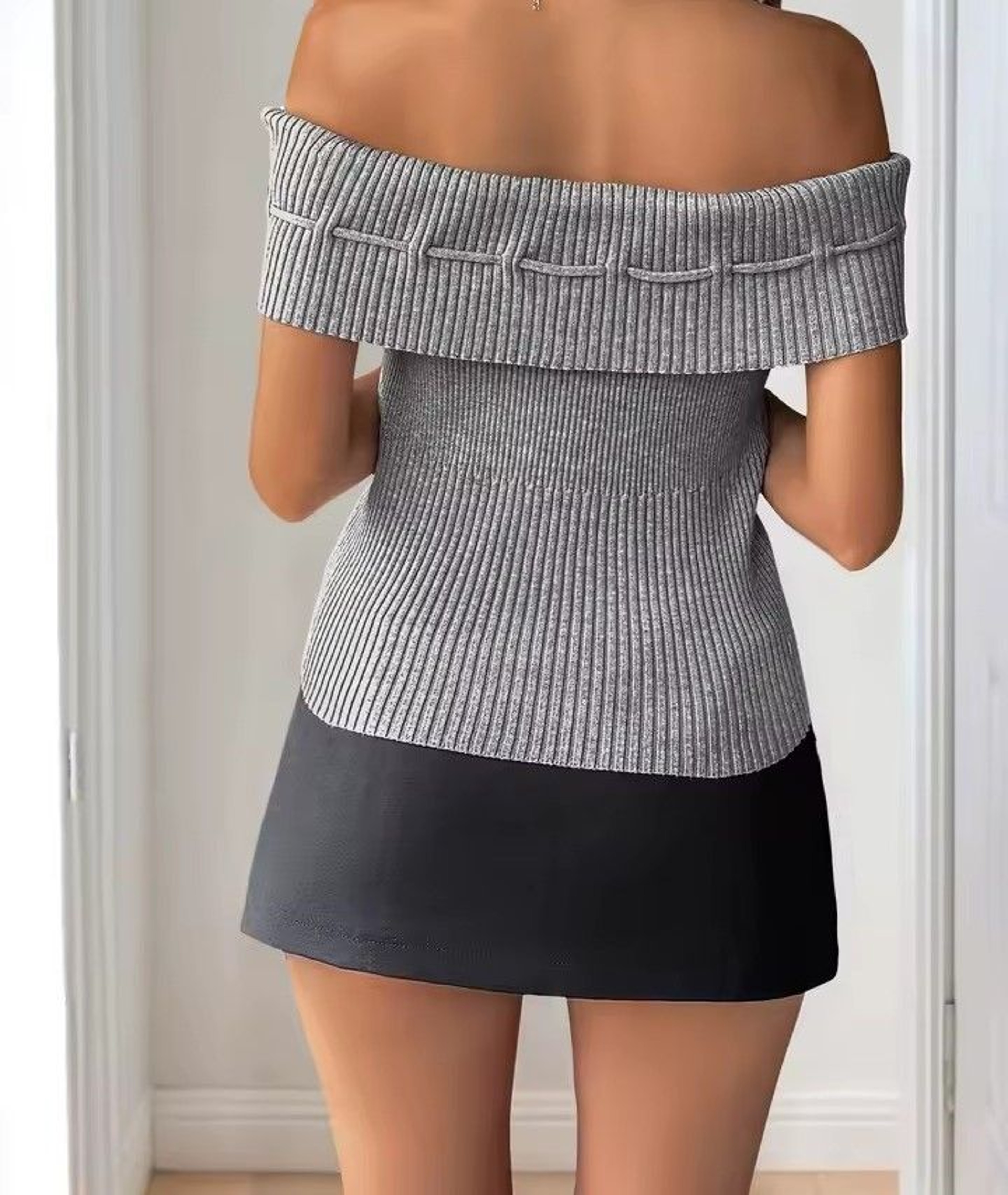 Off Shoulder Top For Women Backless Ribbed Knit Summer Going Out Top 1