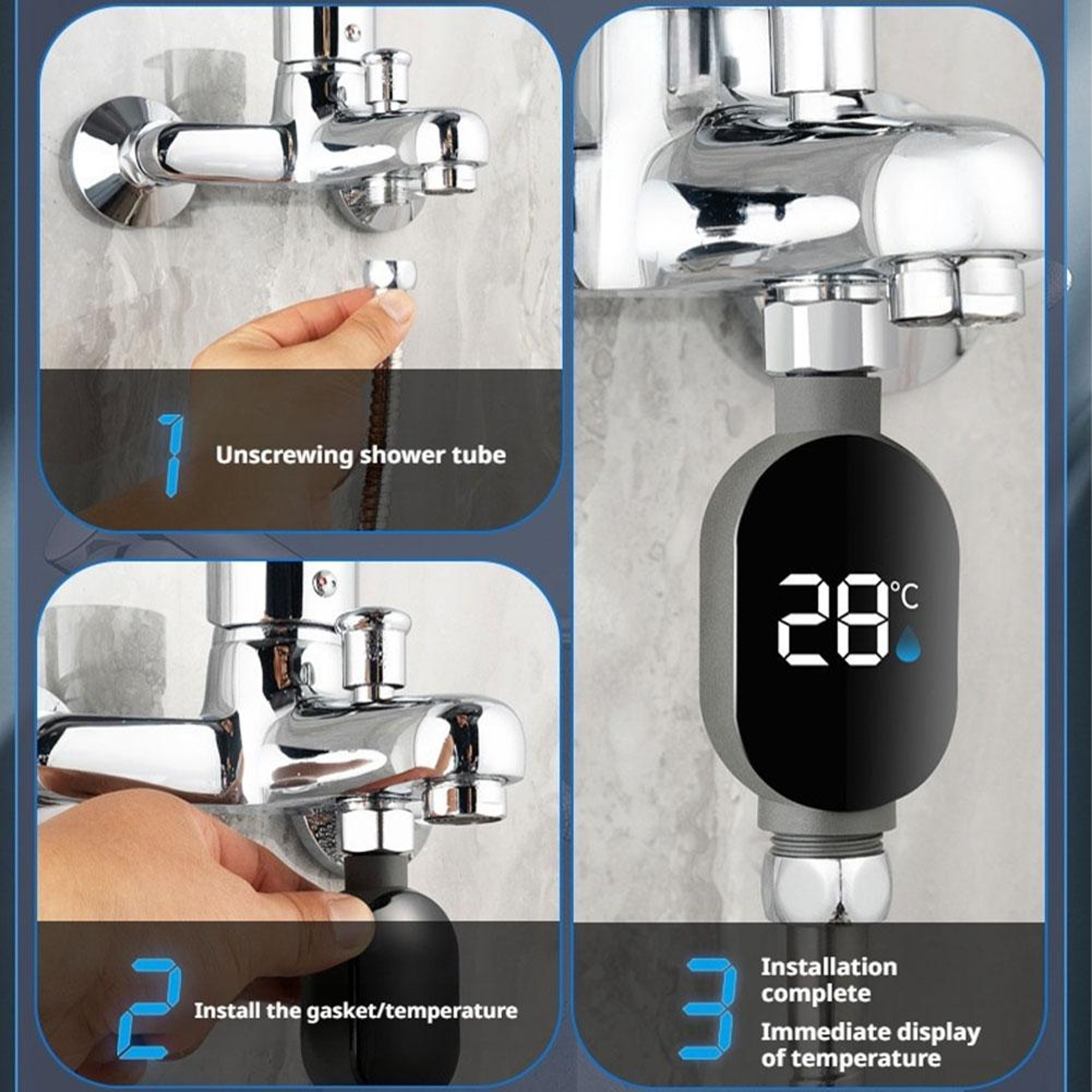 Smart Shower Water Thermometer With LED Digital Display  Touch Activation For Safe Bathing 4