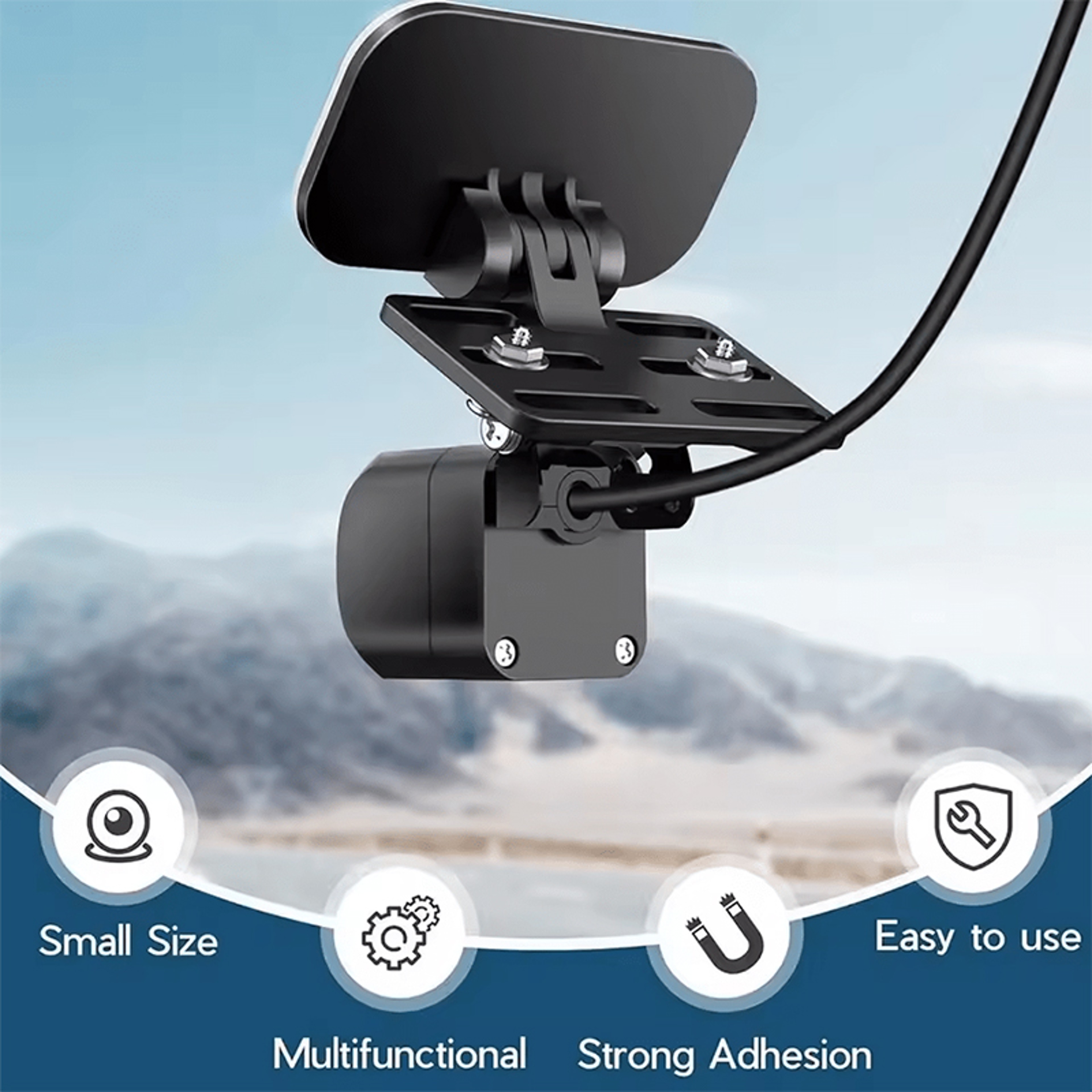 Universal Rear Camera Mount Adjustable Dash Cam Mount No-Drill Windshield Camera Holder – view 2