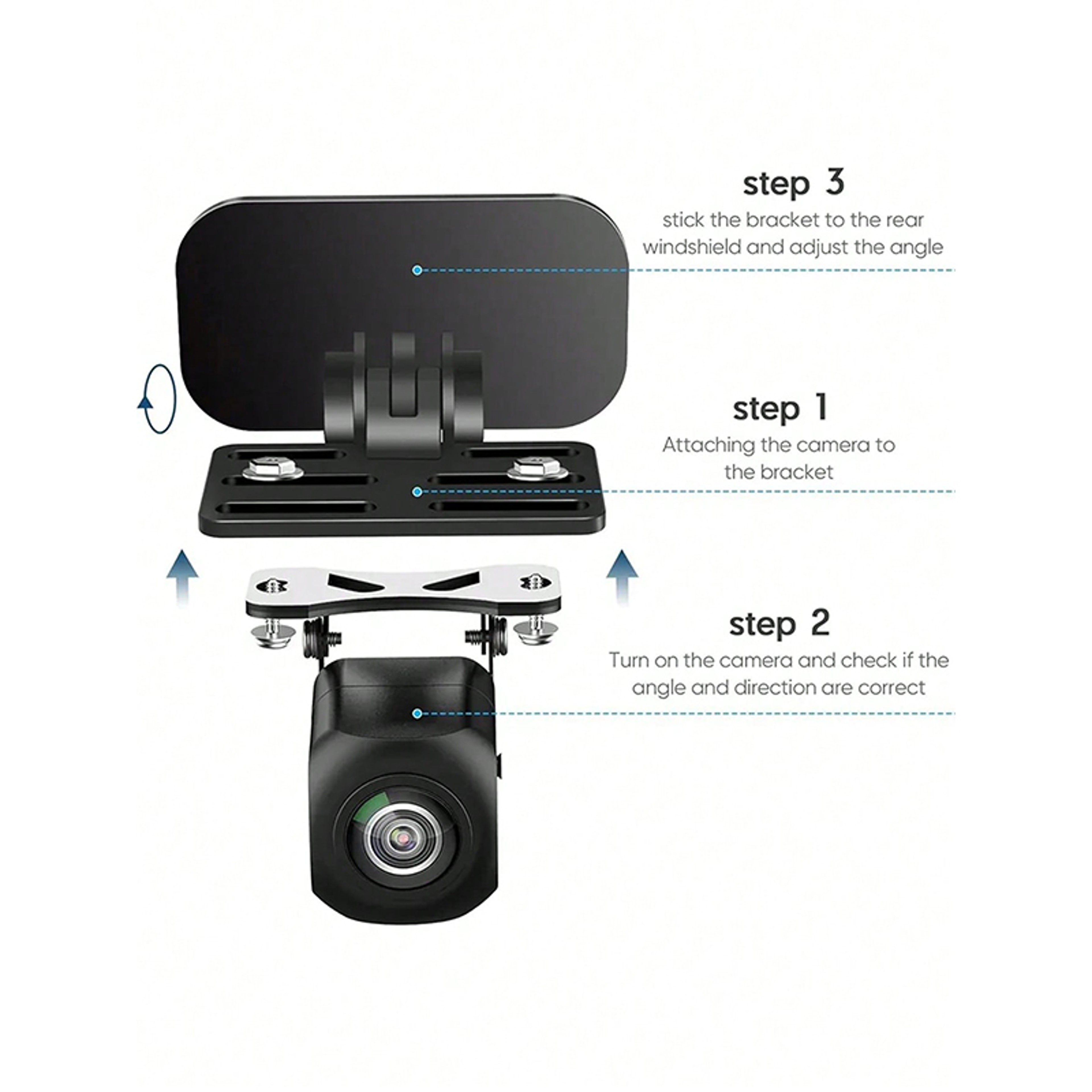 Universal Rear Camera Mount Adjustable Dash Cam Mount No-Drill Windshield Camera Holder – view 7