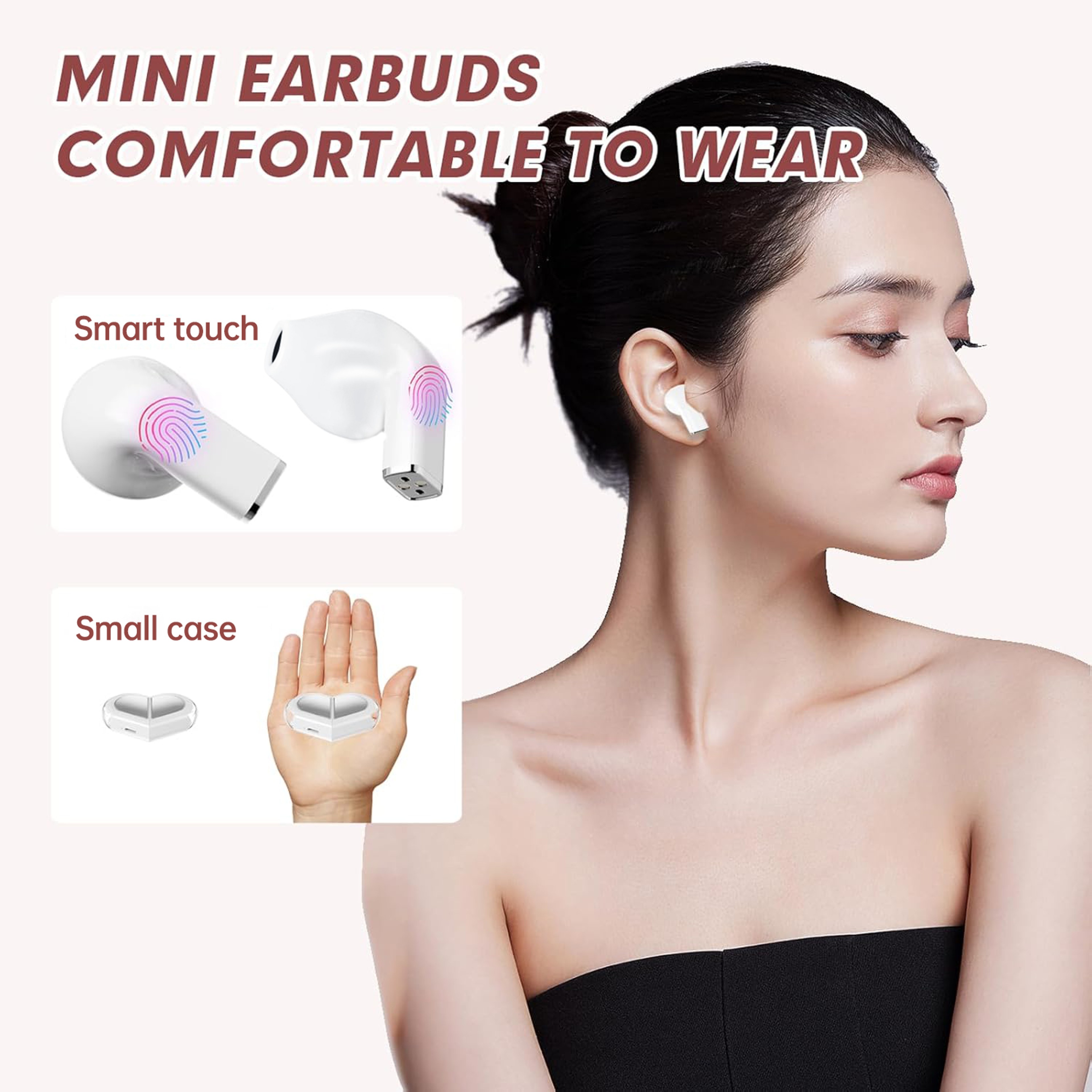 Heart Wireless Earbuds For Girls Cute Bluetooth Earbuds With HiFi Stereo  Touch Control 5