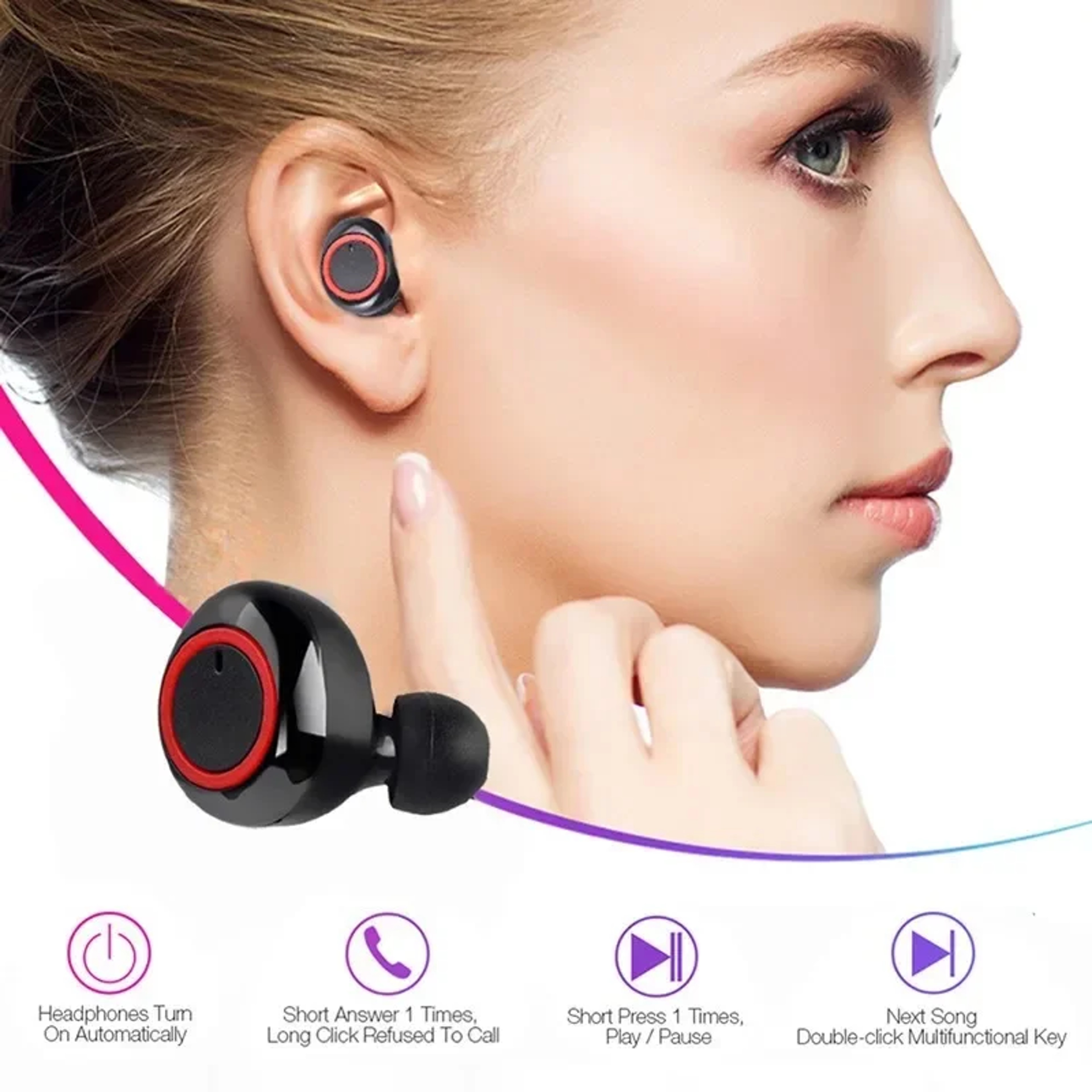 Bluetooth Earbuds Wireless Earbuds With Deep Bass Waterproof Sports HiFi Headphones 5
