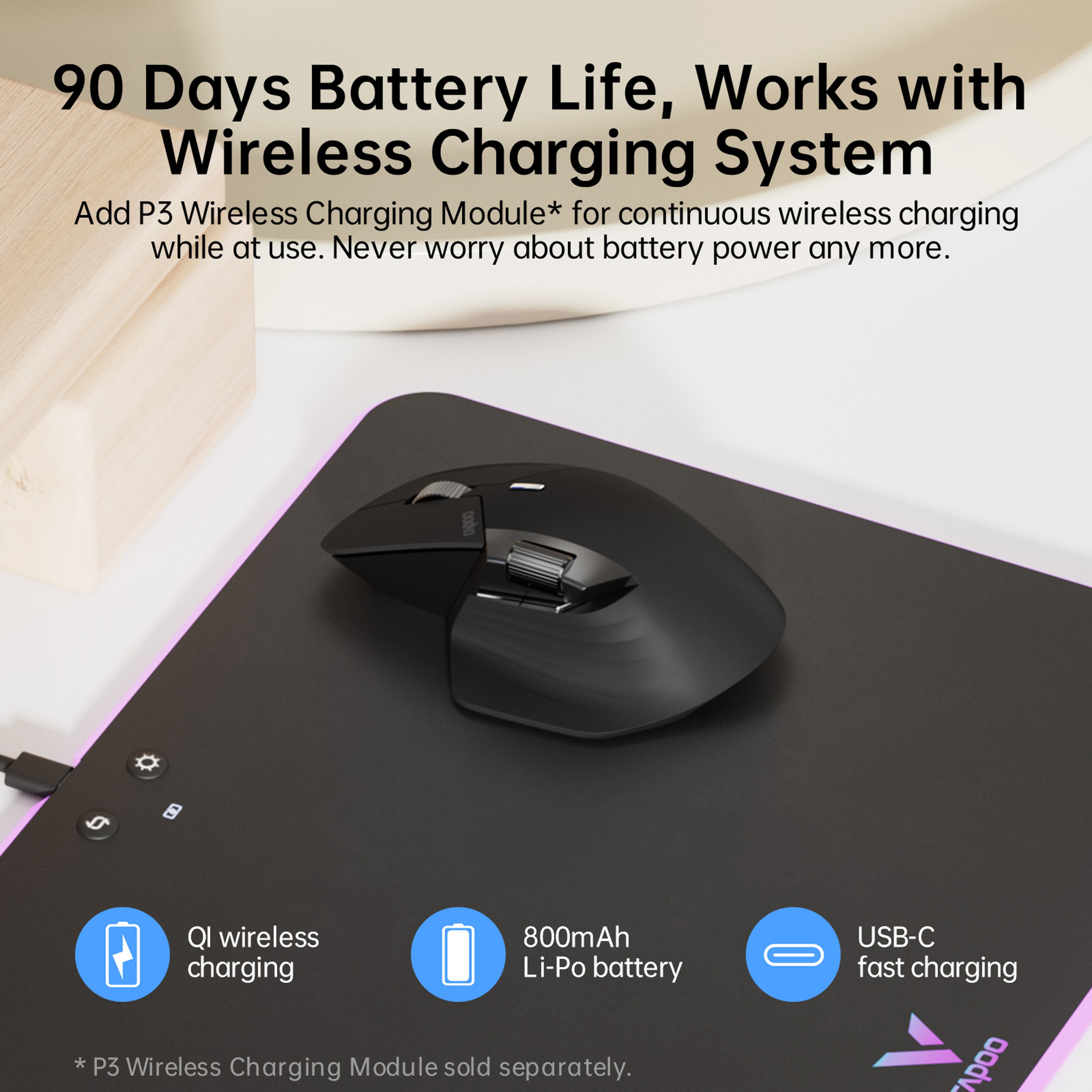 Rapoo Rechargeable Wireless Mouse With Bluetooth DPI Ergonomic MultiDevice Connectivity 4