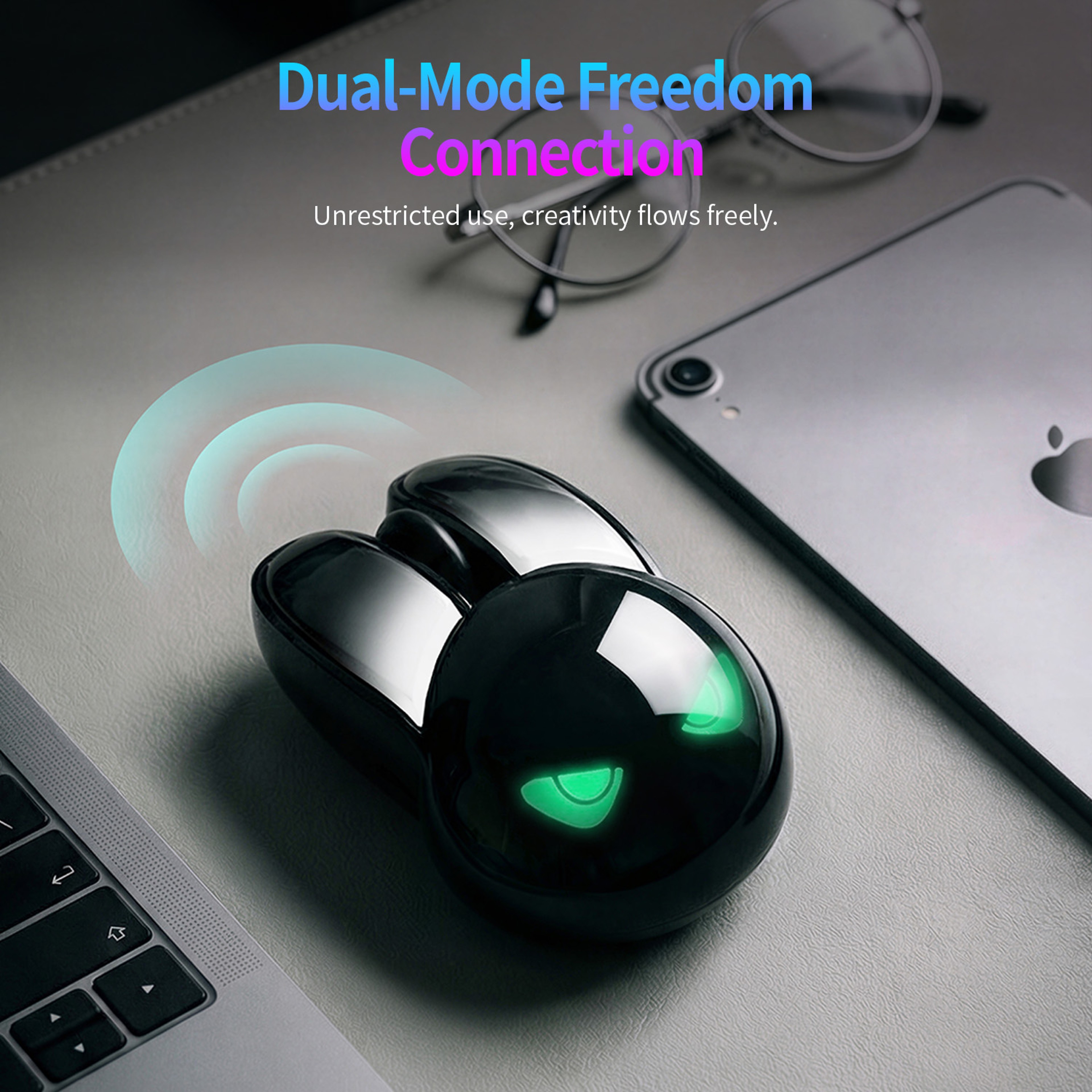 Rabbit Wireless Mouse Bluetooth Dual Mode Silent Rechargeable RGB Mouse – view 3