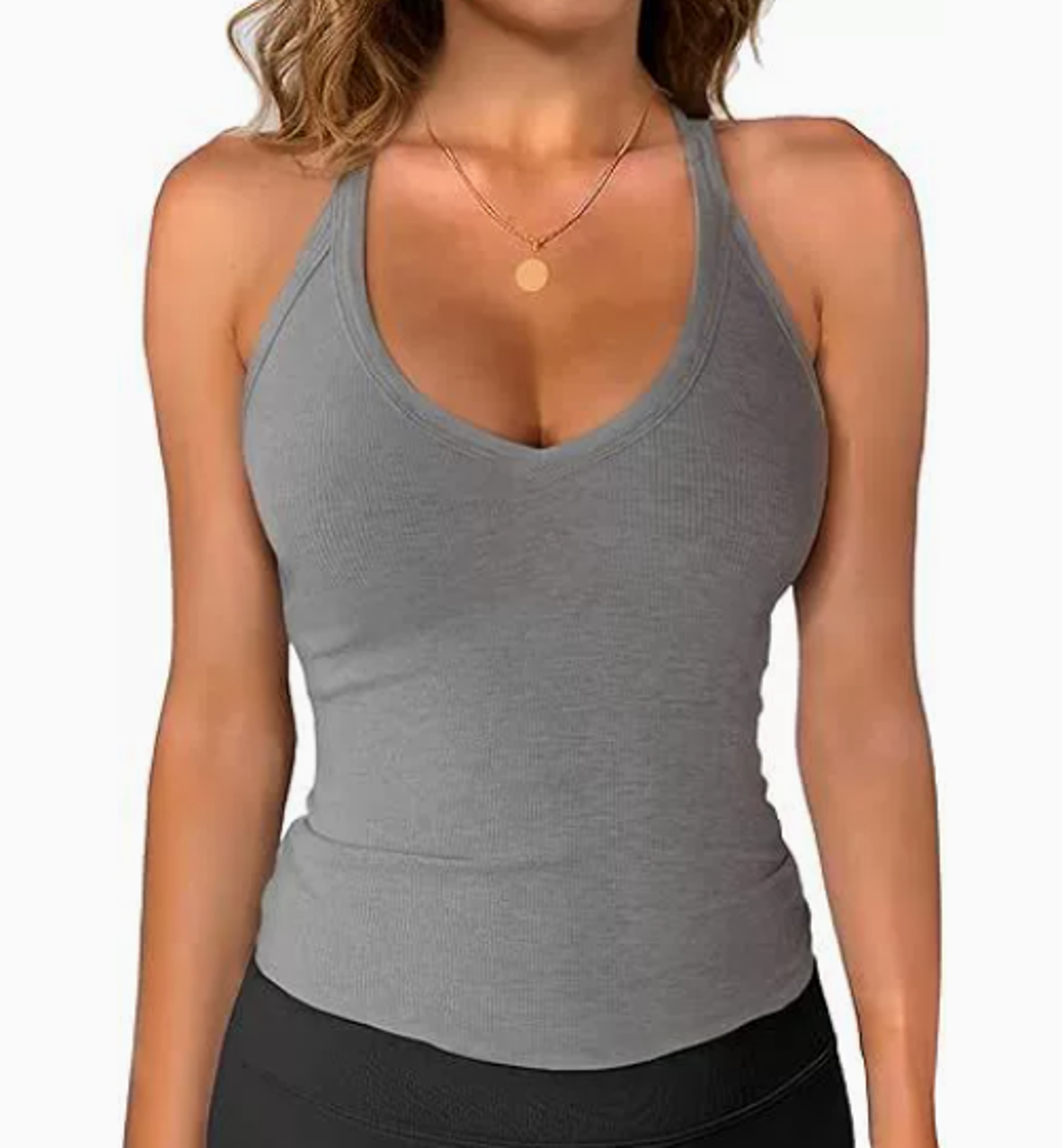Womens Ribbed Tank Top VNeck Slim Fit Tank Top Soft Stretch Womens Camisole 2