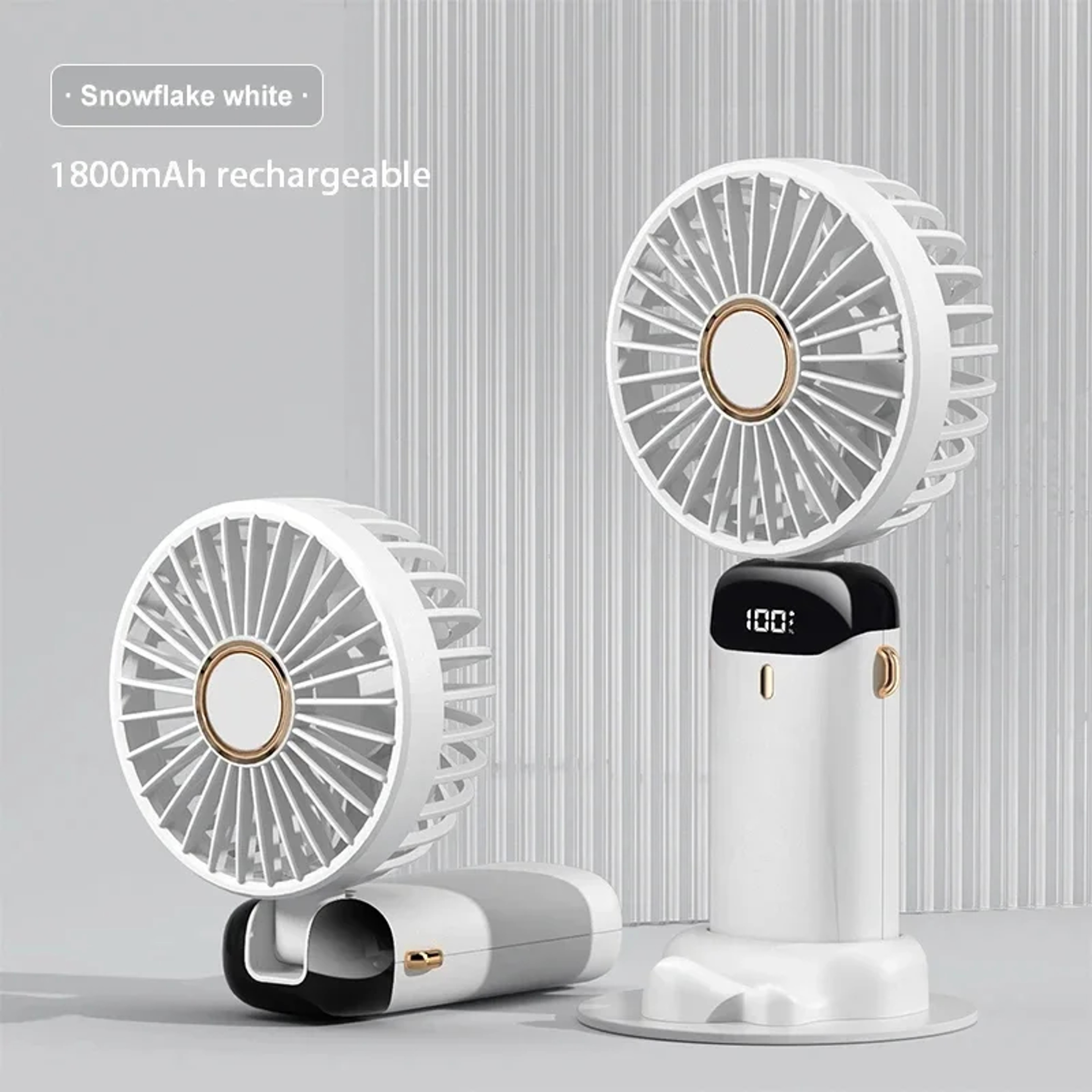 Portable Handheld Fan With Phone Stand Display Screen  5Speed USB Rechargeable Neck Fan 3