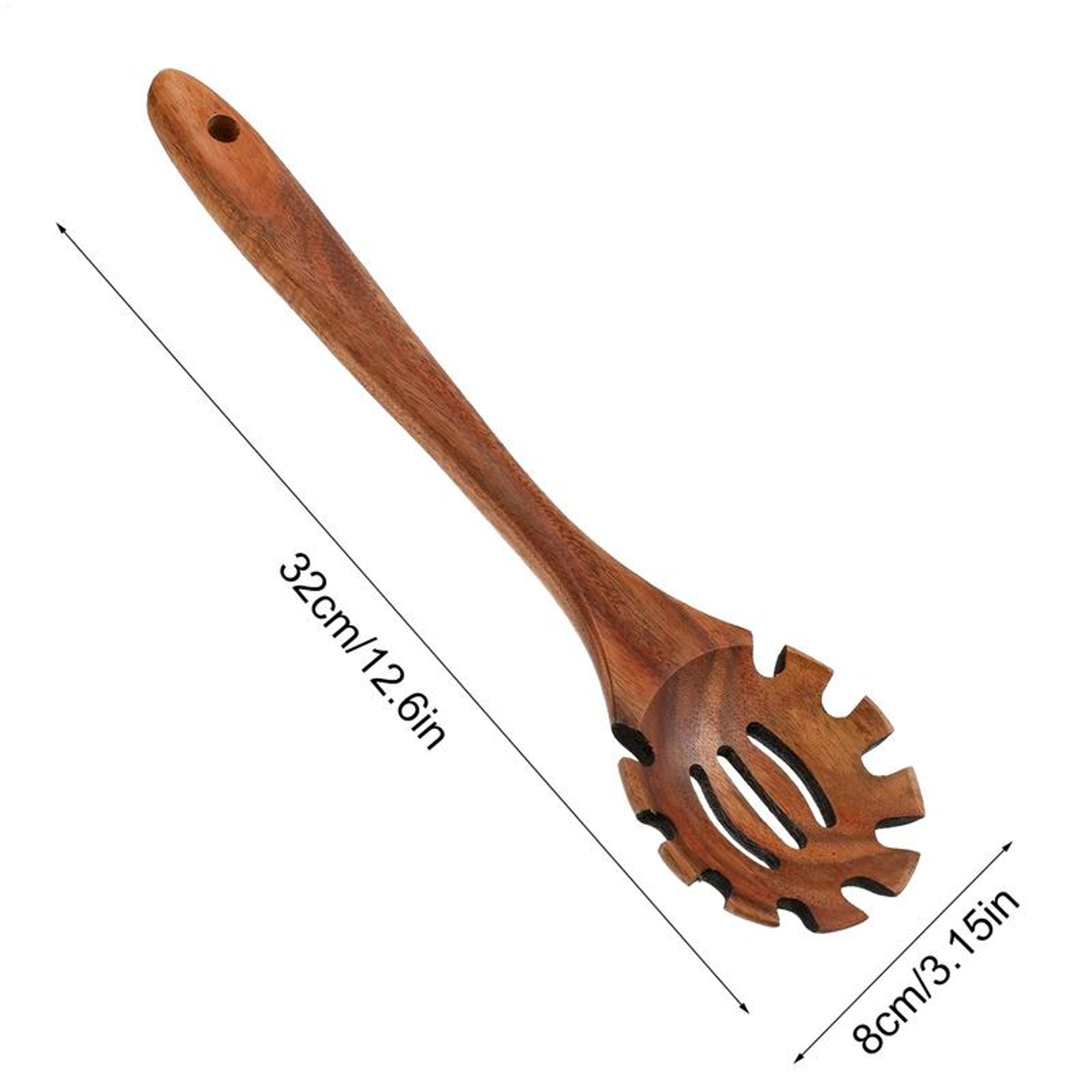 Wood Pasta Spoon Long Handle Wooden Cooking Spoon for Noodles, Soup & Pasta Serving – view 3