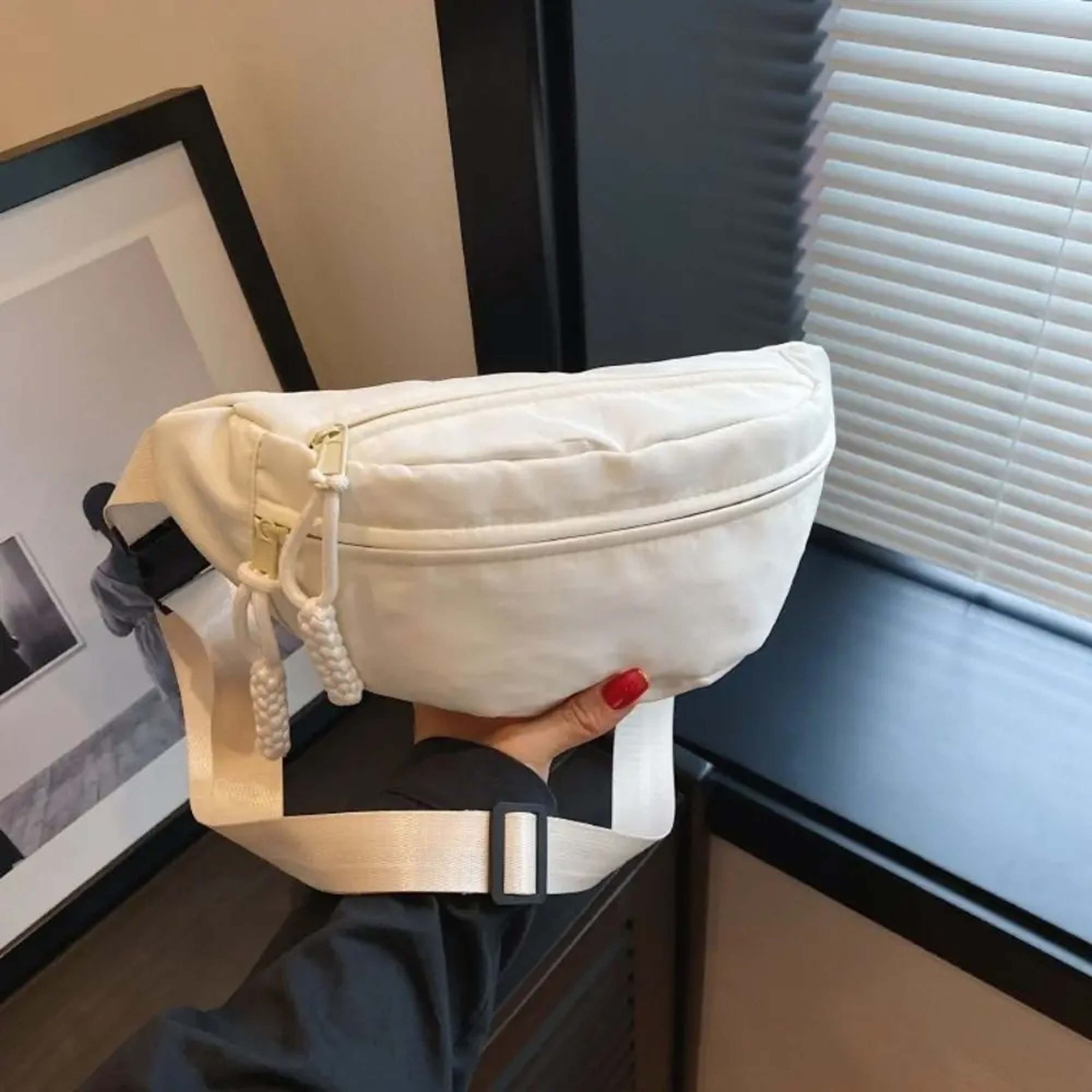 Canvas Sling Crossbody Chest Bag For Women Lightweight Half Moon Belt Bag 1
