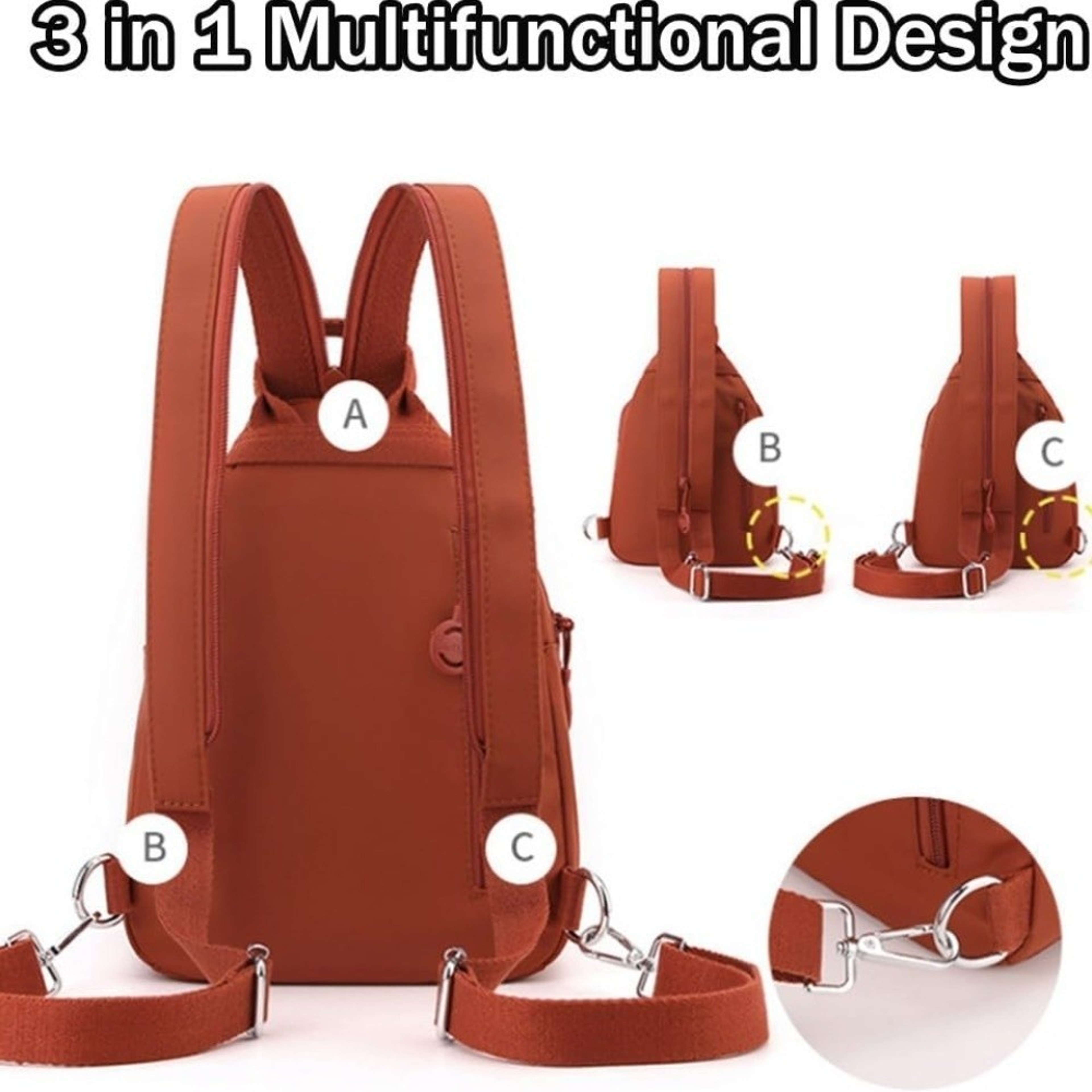 Sling Backpack Large Capacity Travel Chest Bag With MultiPocket Oxford Design 8
