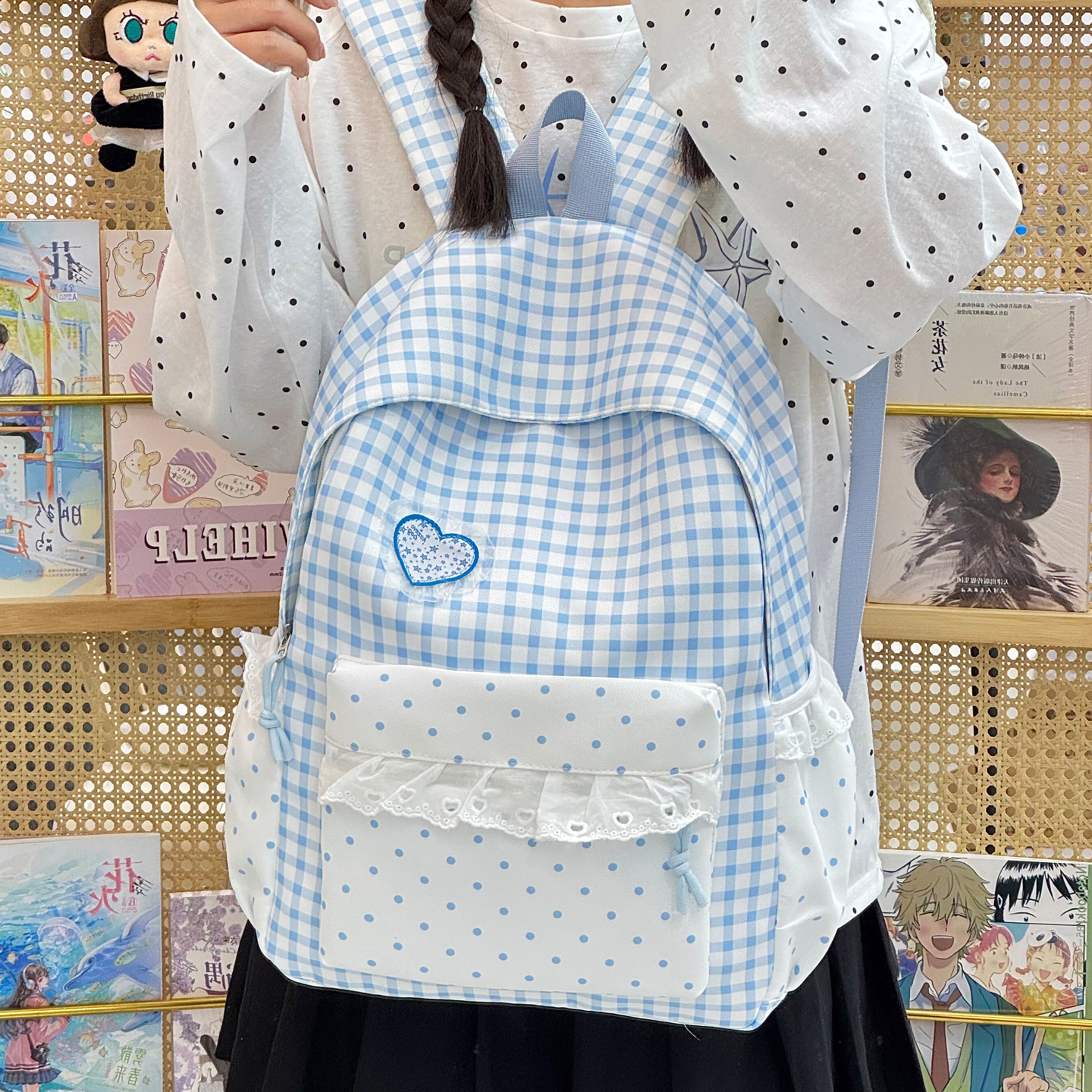 Cute Plaid Back To School Backpack For Teen Girls Casual Travel Daypack 5