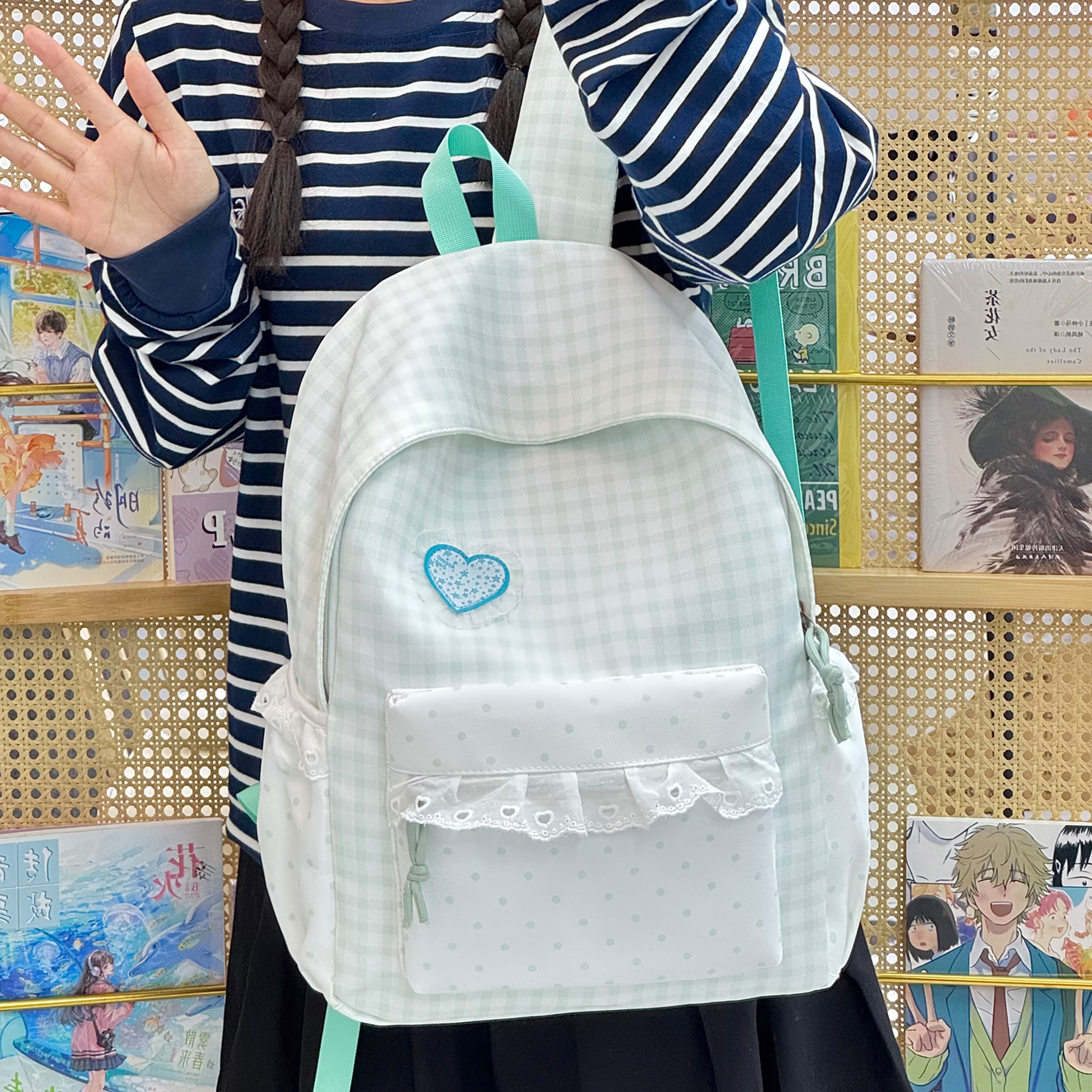 Cute Plaid Back To School Backpack For Teen Girls Casual Travel Daypack 6