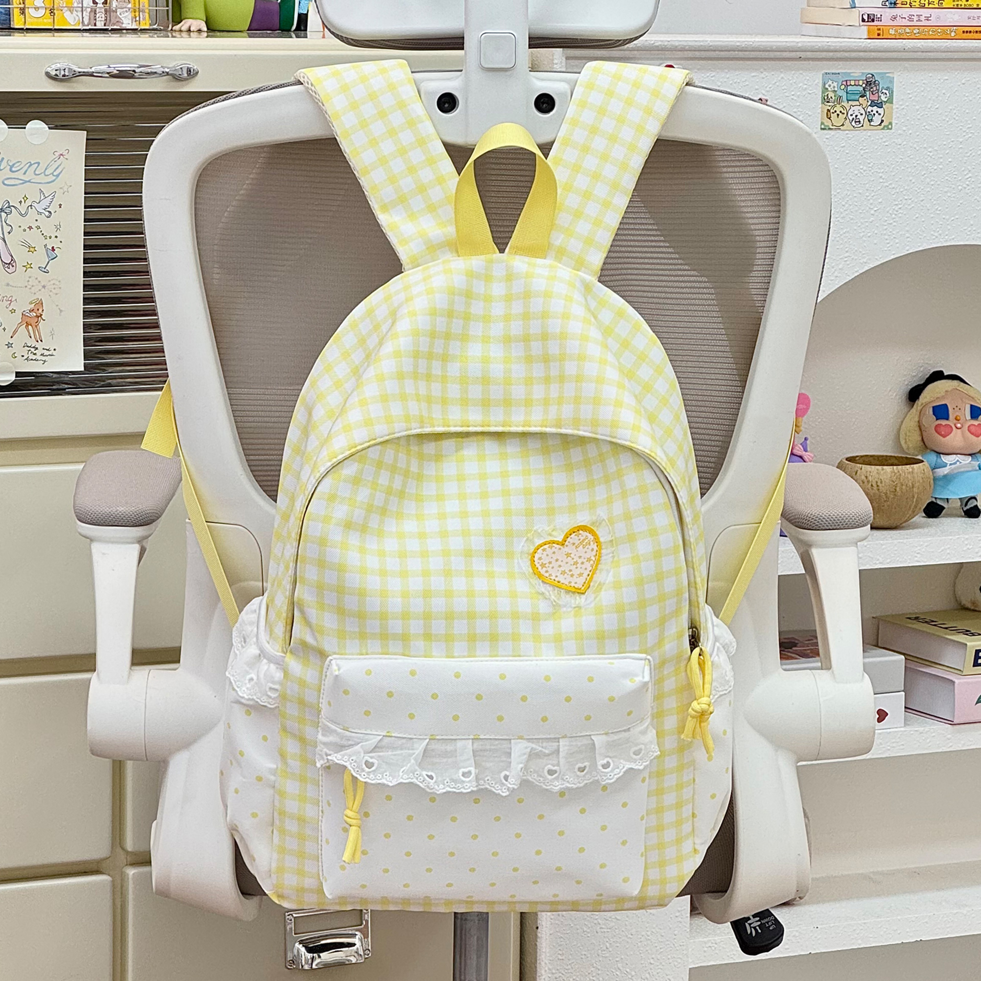Cute Plaid Back To School Backpack For Teen Girls Casual Travel Daypack 2