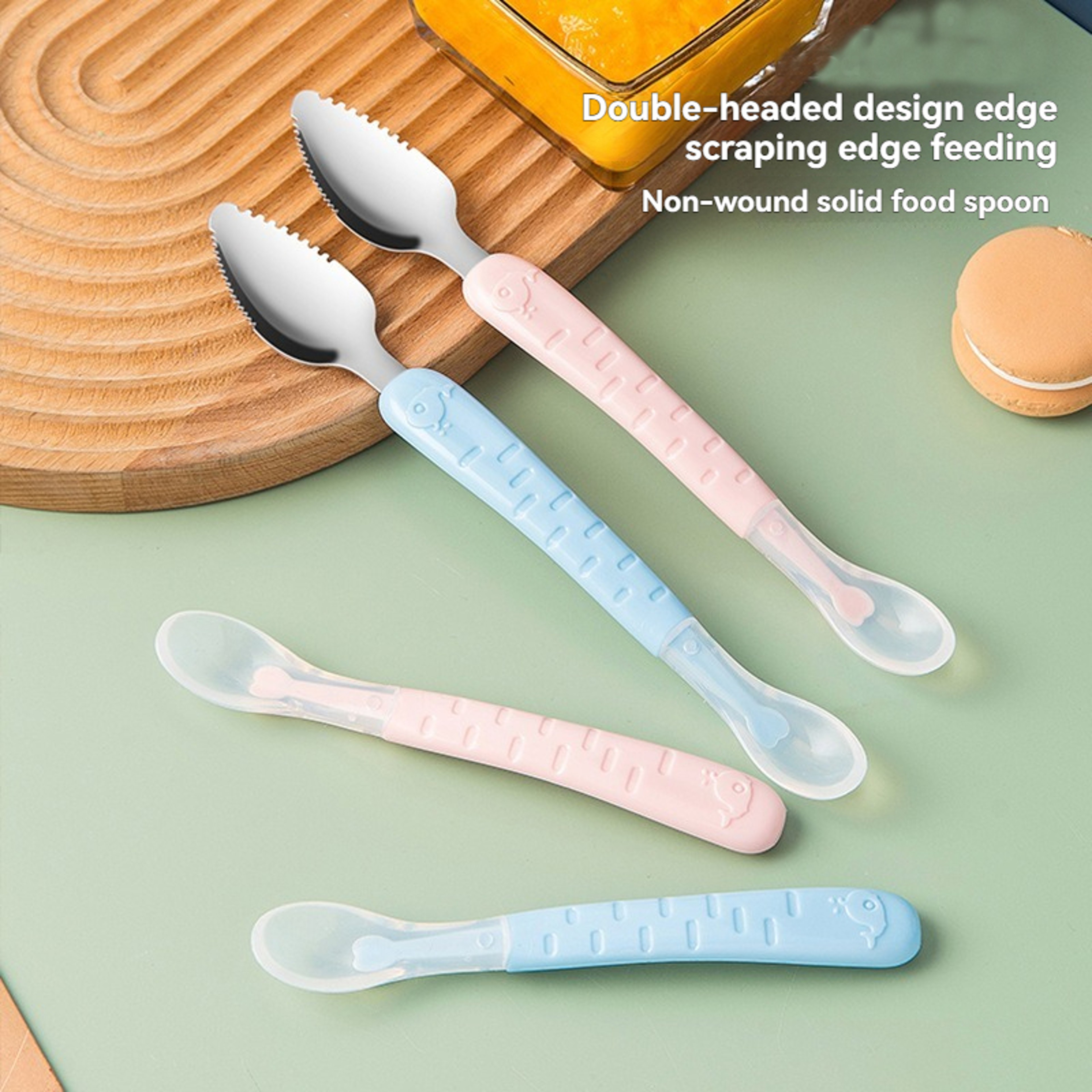 Food Scraper Spoon With Dual Head Silicone Baby Puree Maker  Fruit Feeder Spoon 6