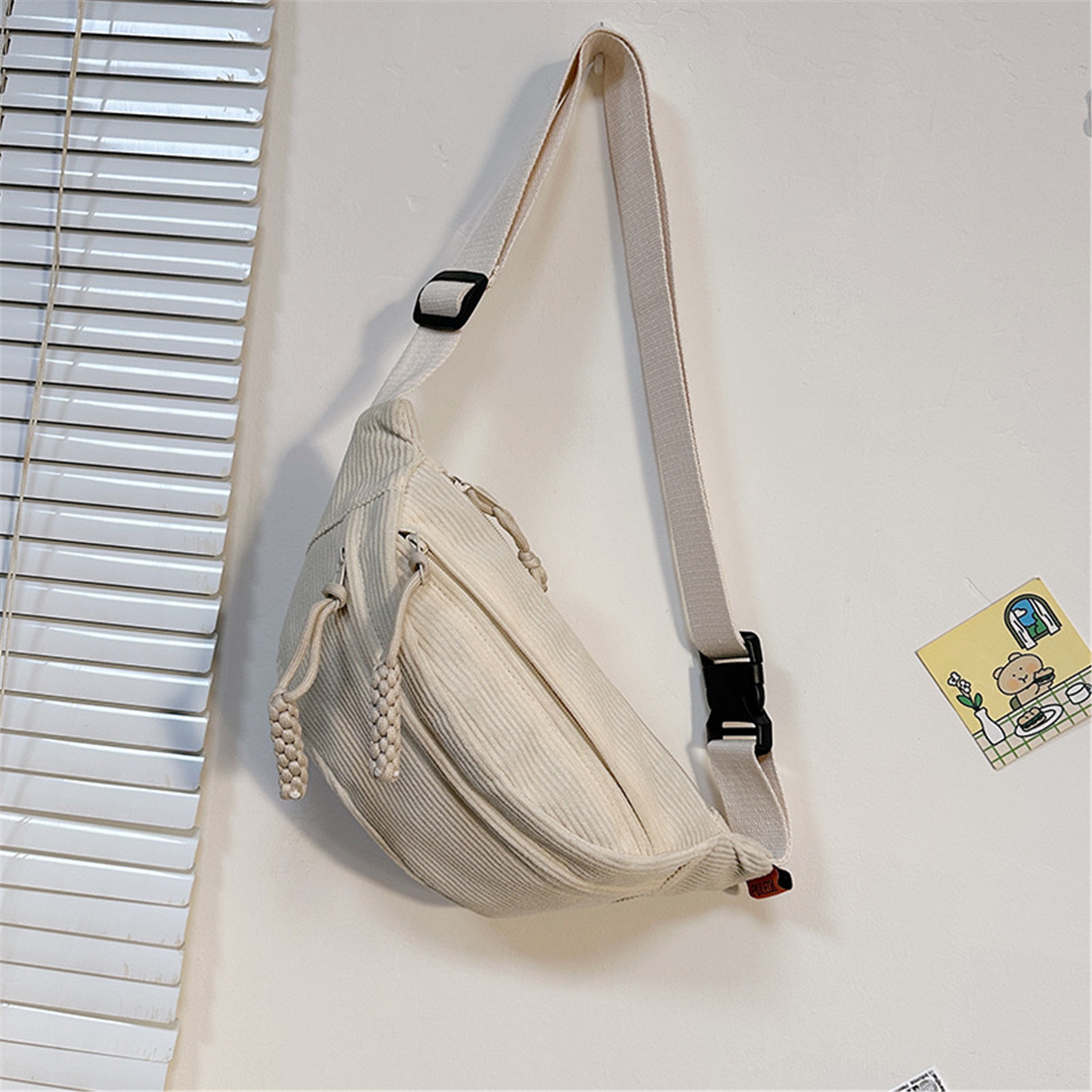 Corduroy Belt Bag For Women Casual Crossbody Fanny Pack Adjustable Chest  Waist Bag 3