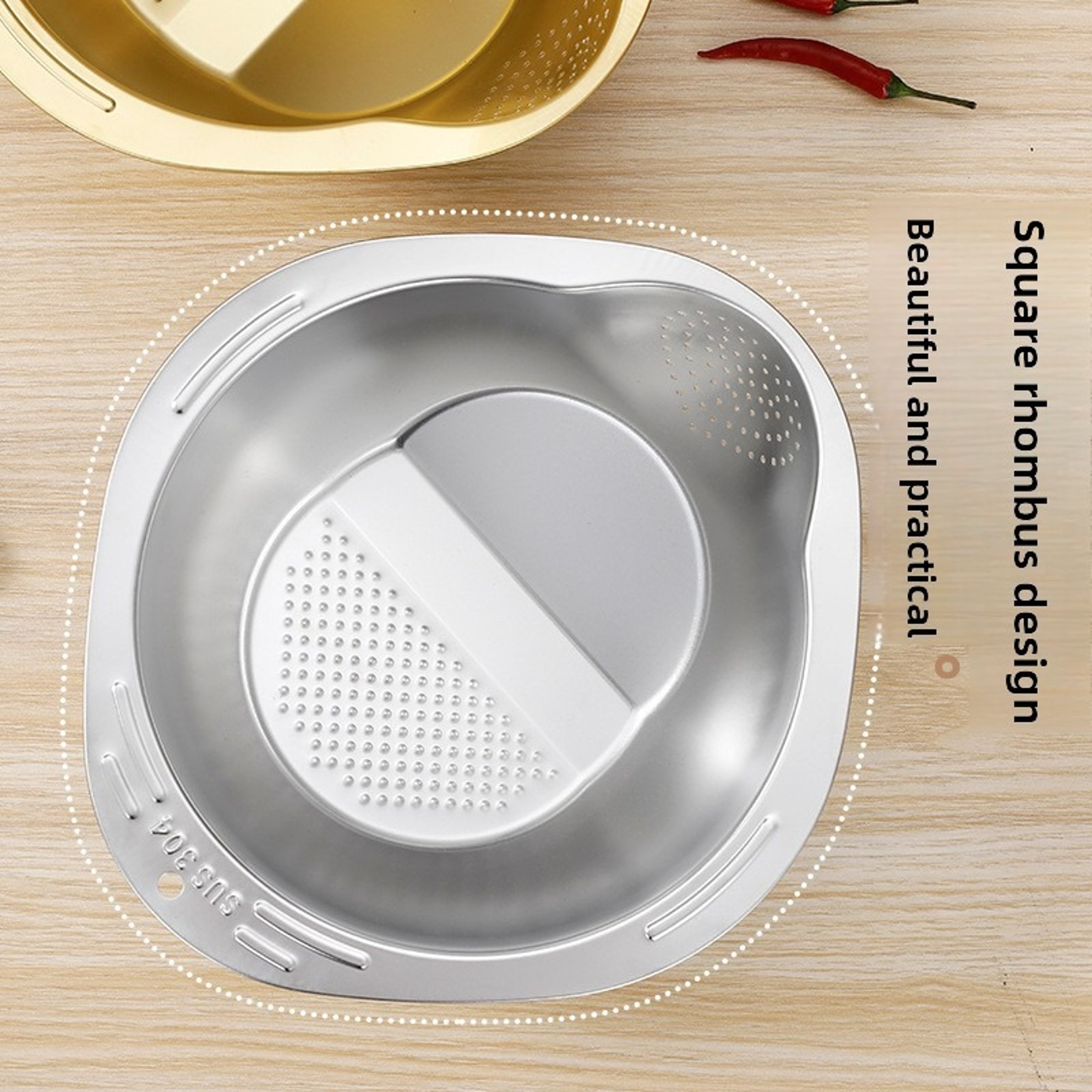 Premium Rice Washing Bowl Stainless Steel Colander For Rice Fruits  Vegetables 2