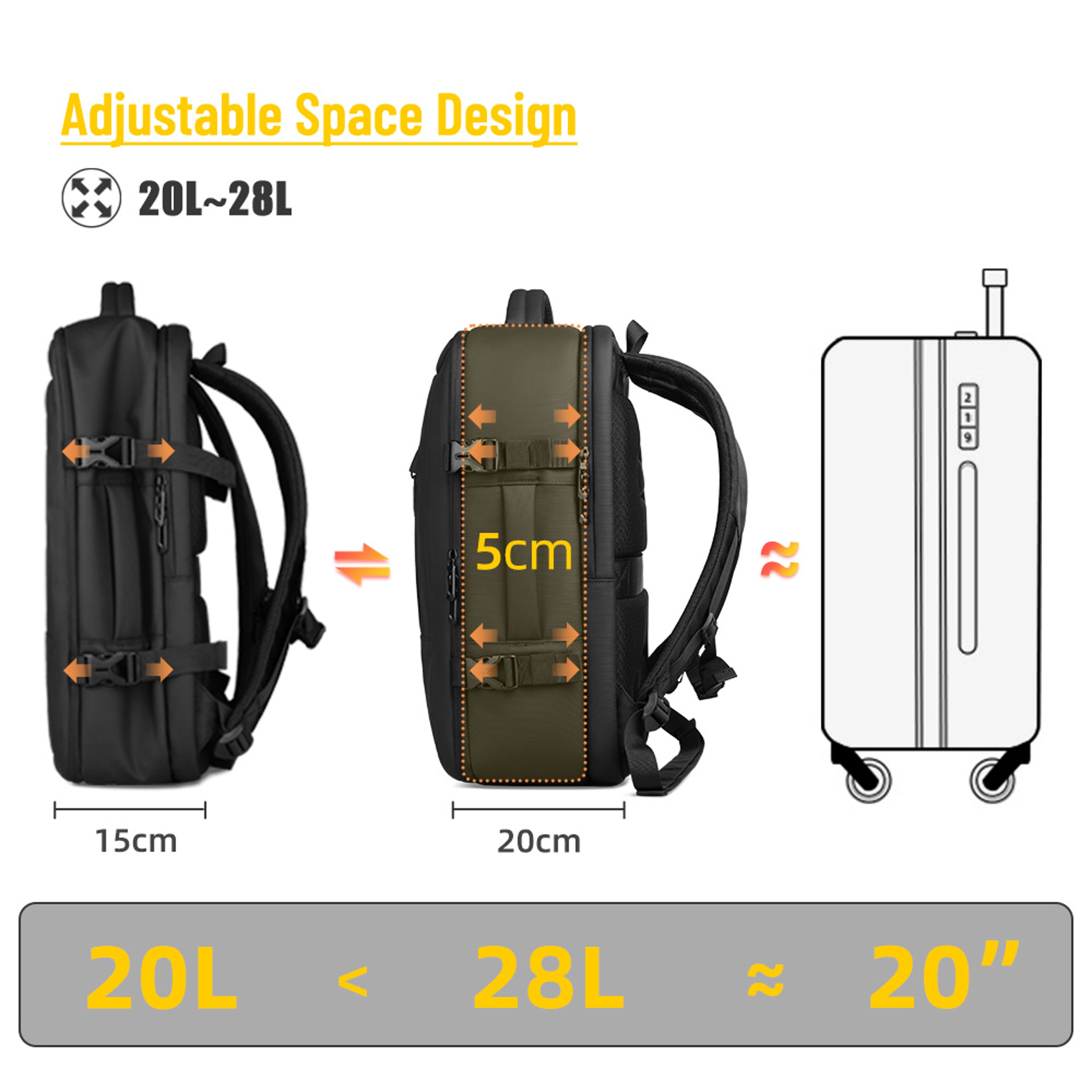 Laptop Backpack Waterproof Business Travel Carry On Backpack With USB Port 2