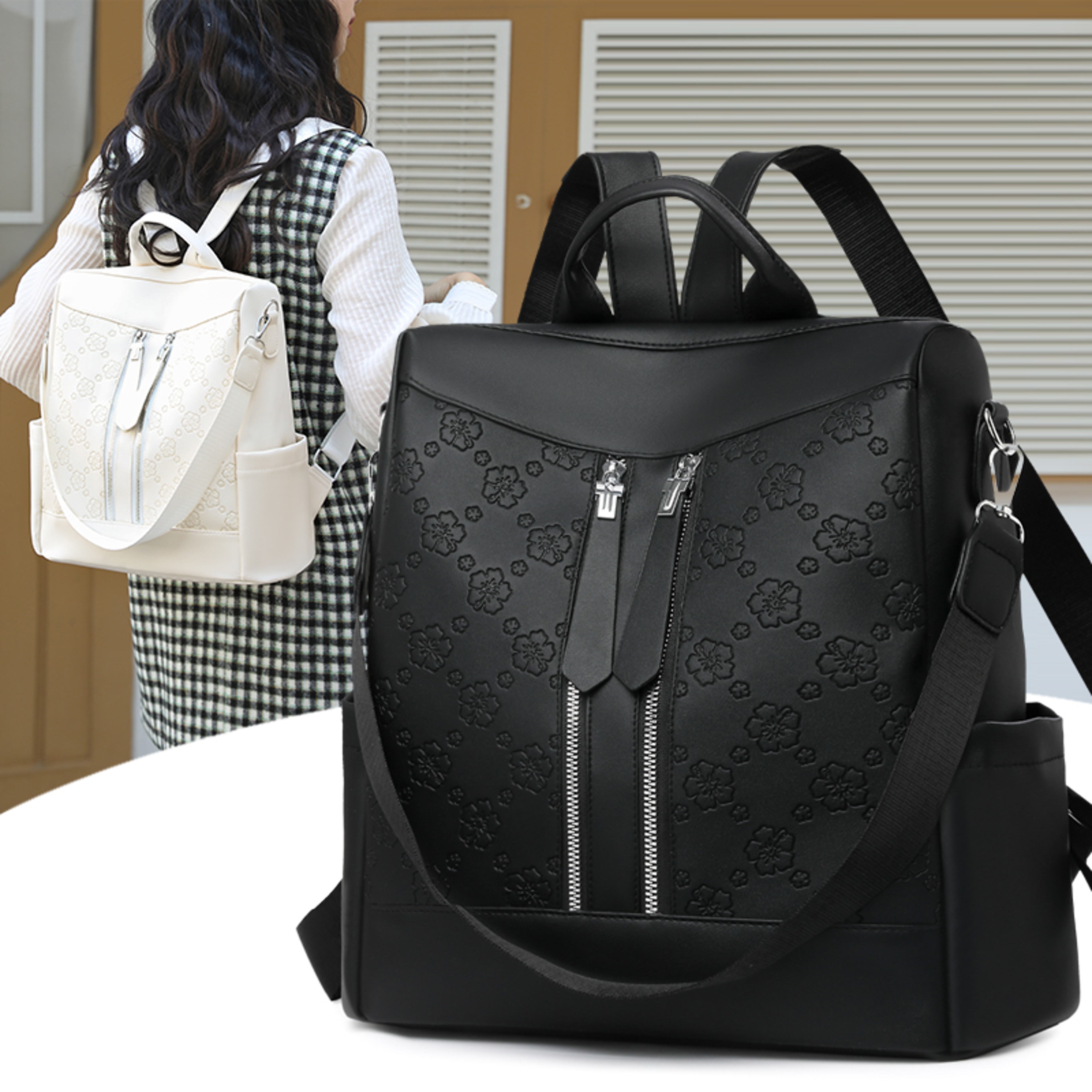 Antitheft Womens Backpack Large Capacity Leather Backpack Purse For Work Travel  Daily Use 5